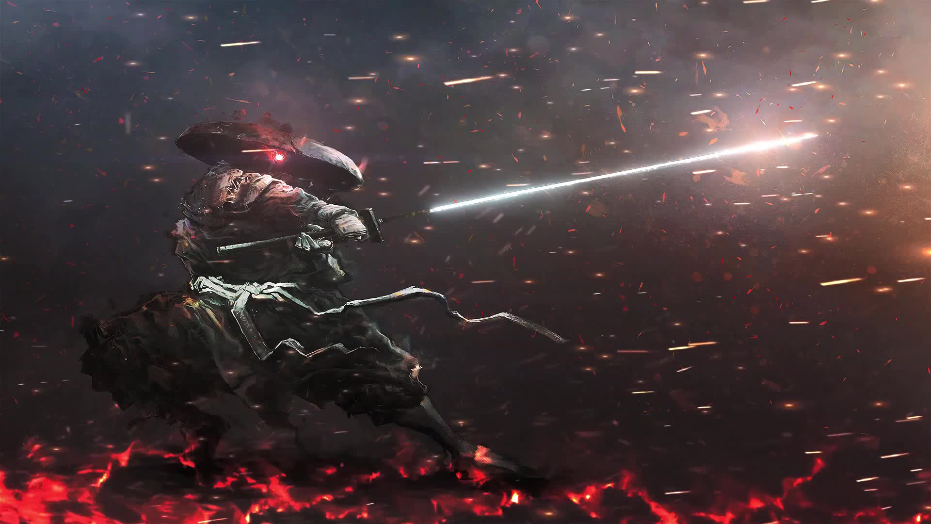 Samurai Fire Background Live Wallpaper