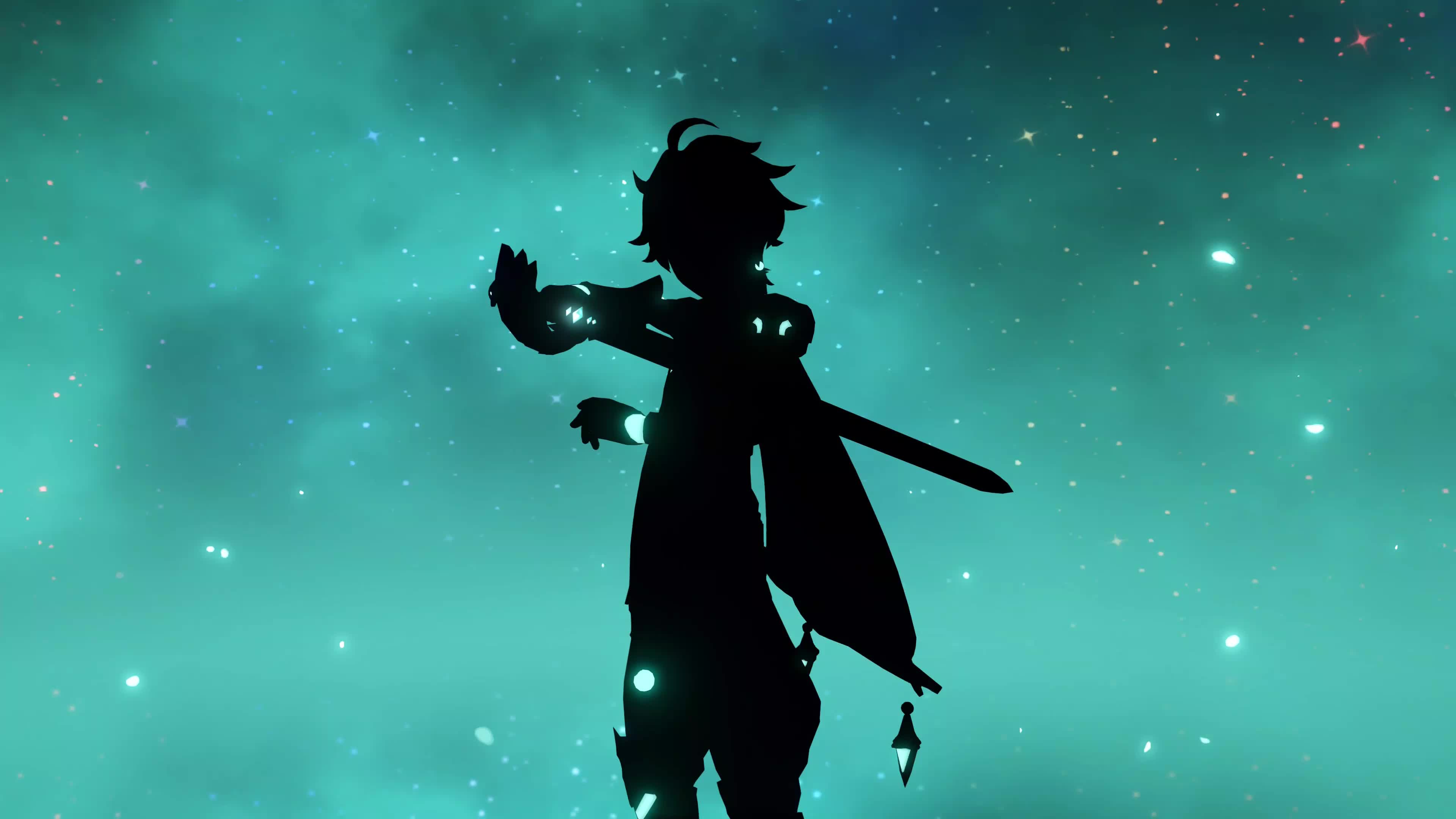 Aethers Shadow with Favonius Sword (Genshin Impact) Live Wallpaper