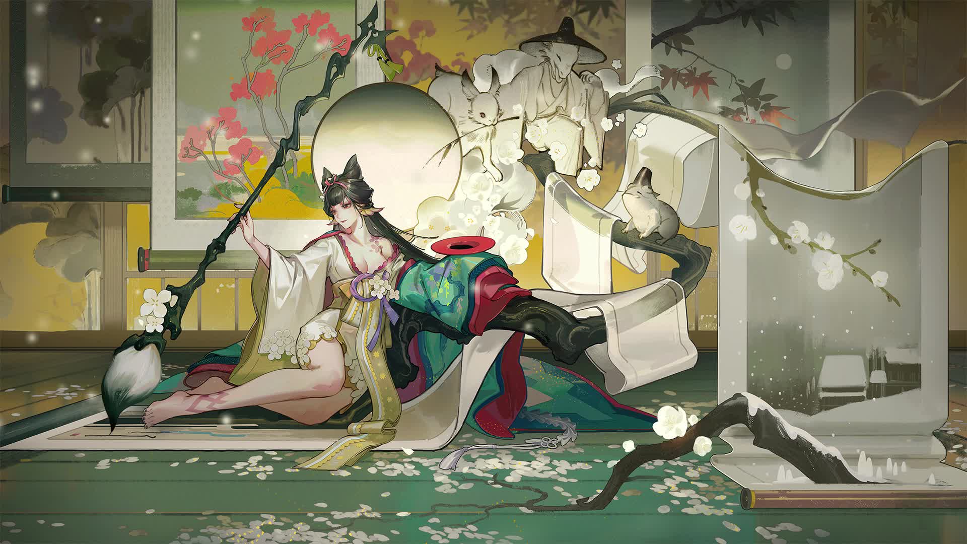 Ese Flower And Bird Scroll Live Wallpaper