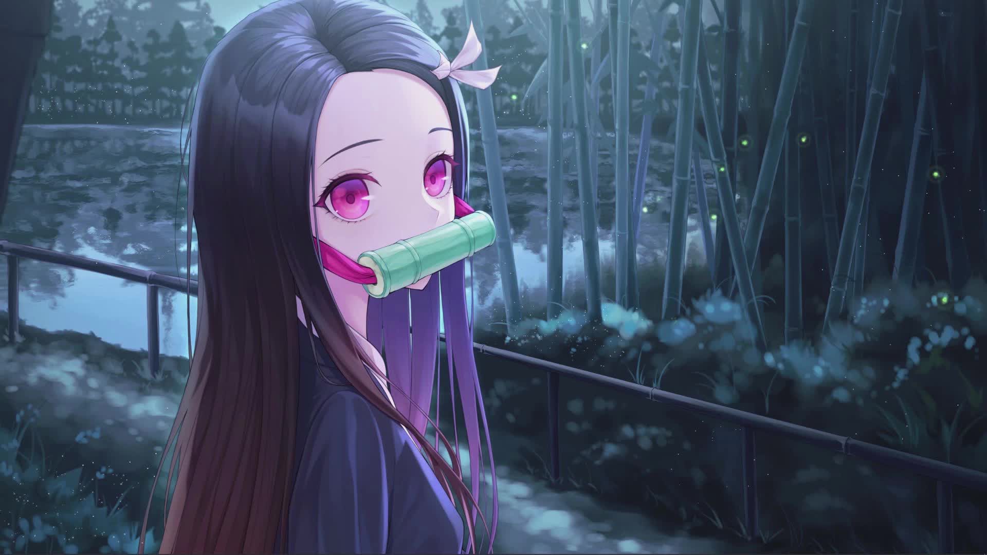 Nezuko Near A Lake Live Wallpaper