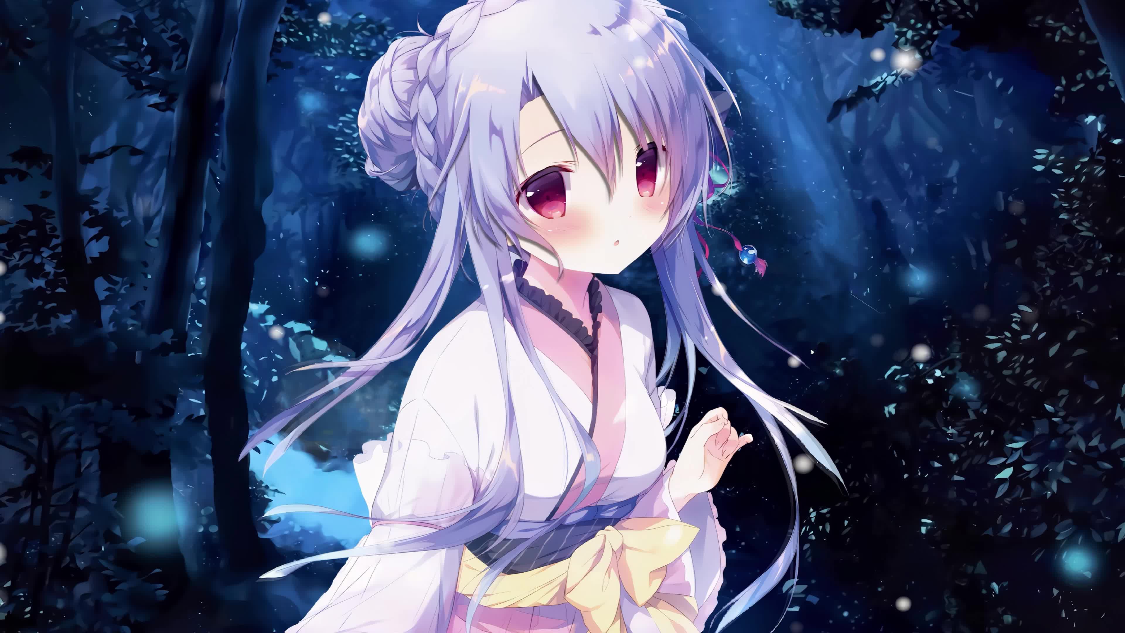 Kawai Anime Girl In Kimono Live Wallpaper