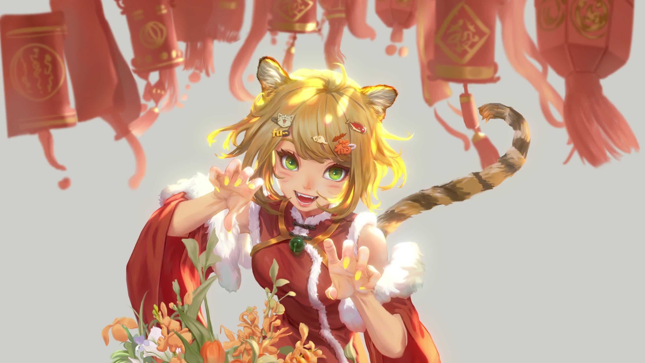 Happy Year of the Tiger Anime Girl Live Wallpaper