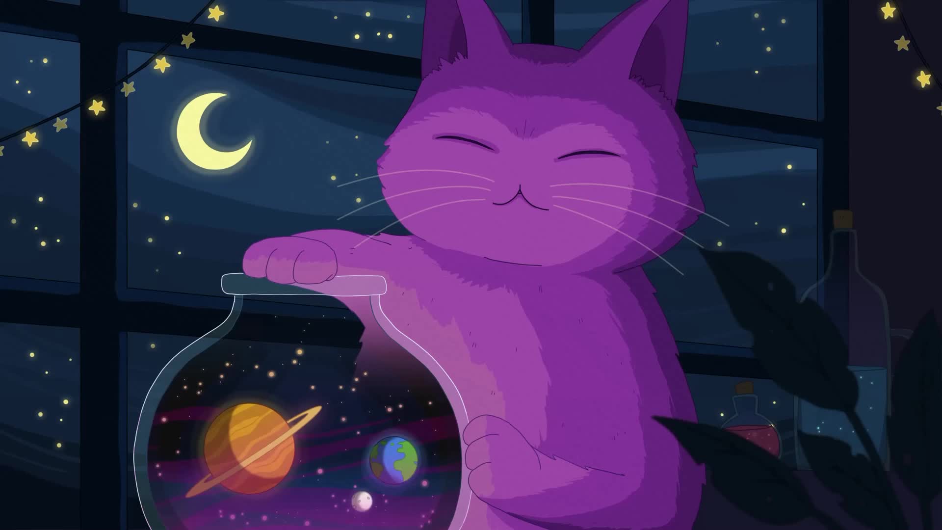 Purrple Cat Live Wallpaper
