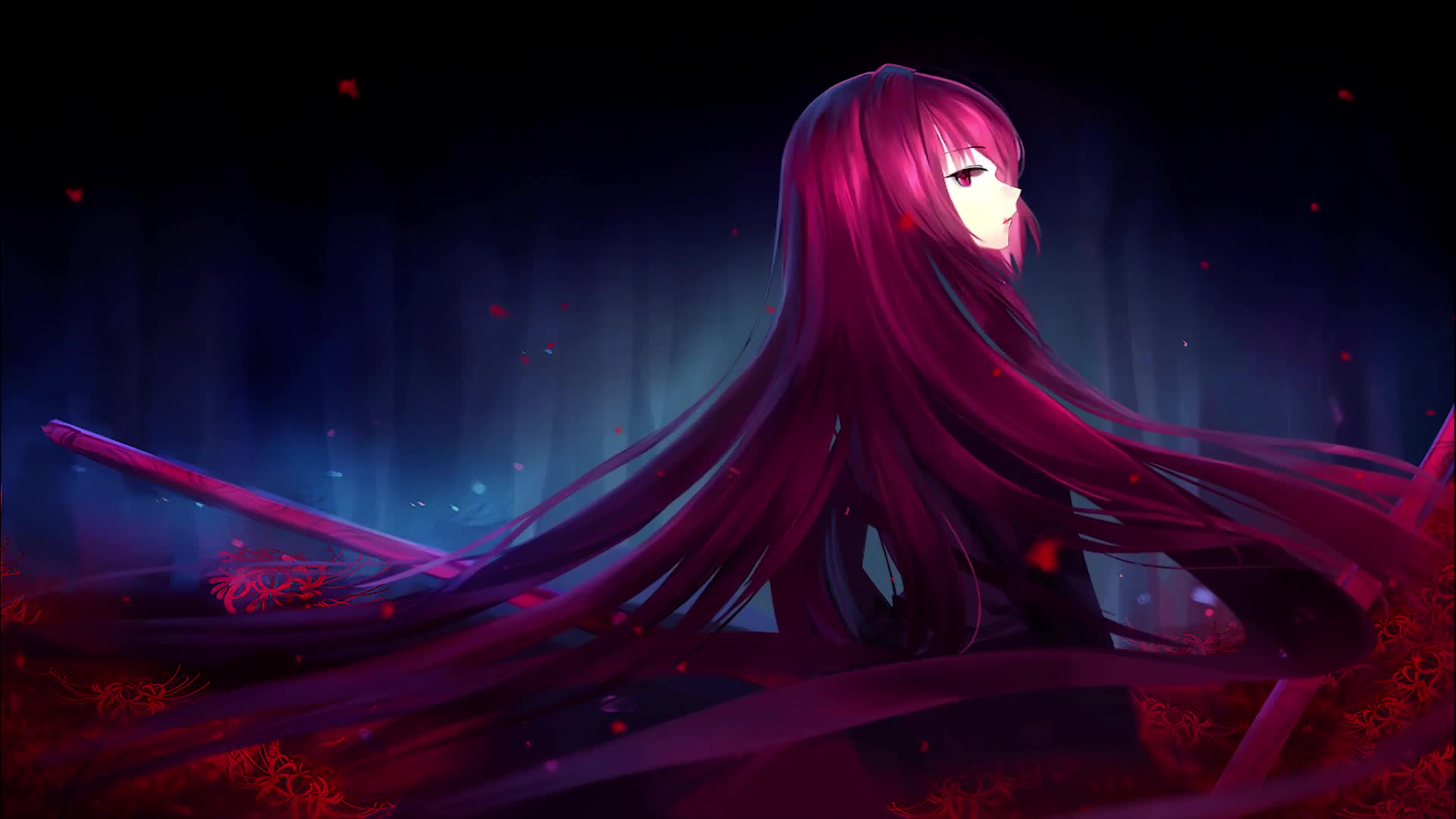 Gorgeous Anime Girl With Red Hair Live Wallpaper