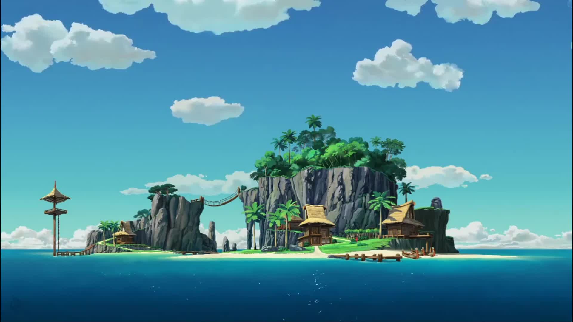 Outset Island Day Summer Blue Sky and Light Cloud Live Wallpaper