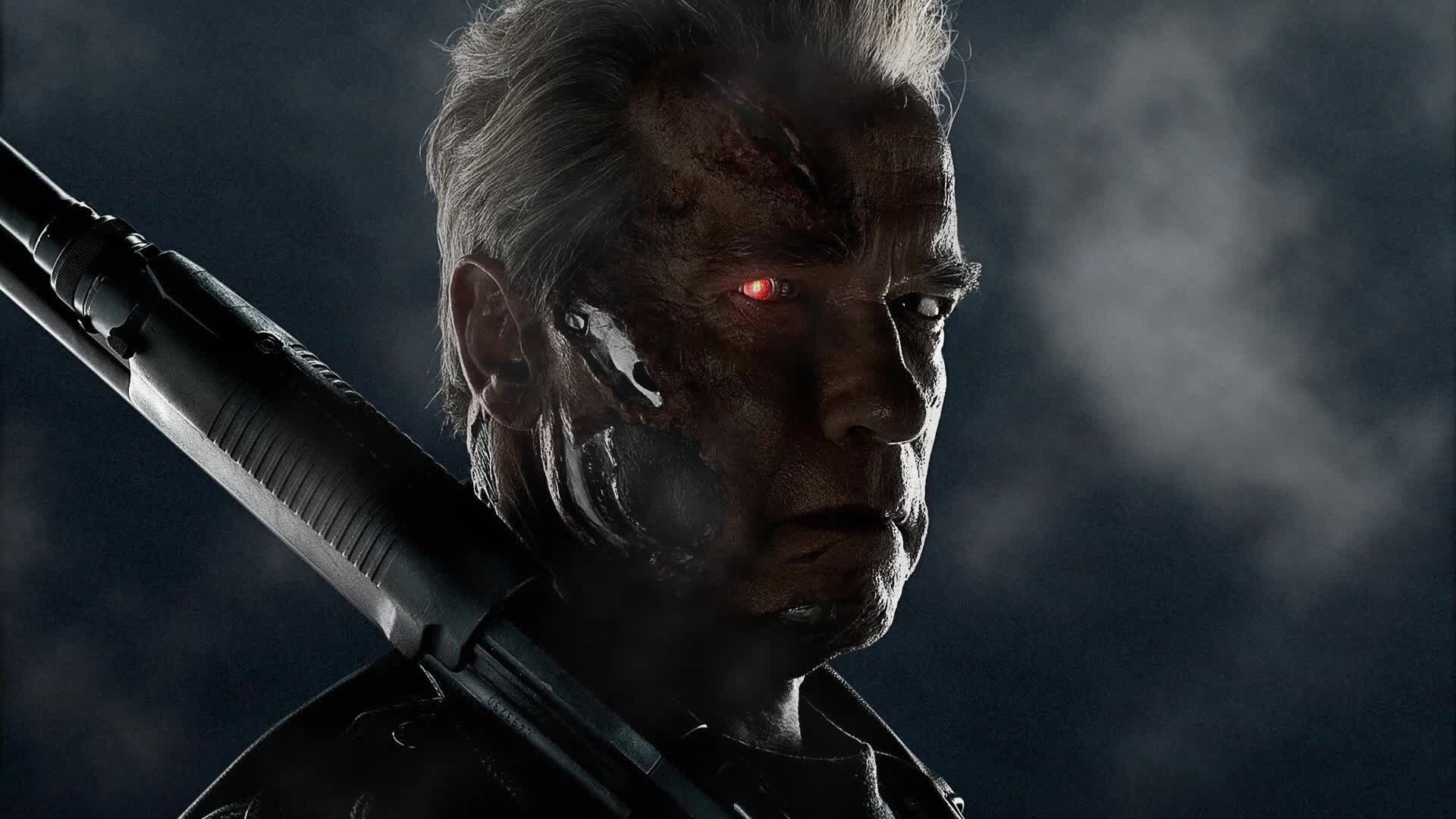 Terminator Arnold Schwarzenegger with Pump-action Rifle Live Wallpaper