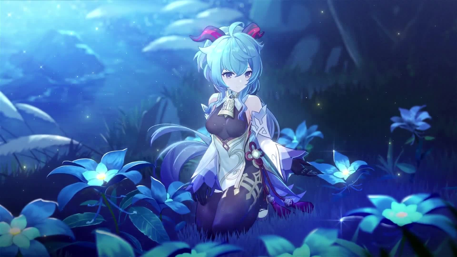 Gawr Gura and Amelia Watson Night Campfire Live Wallpaper