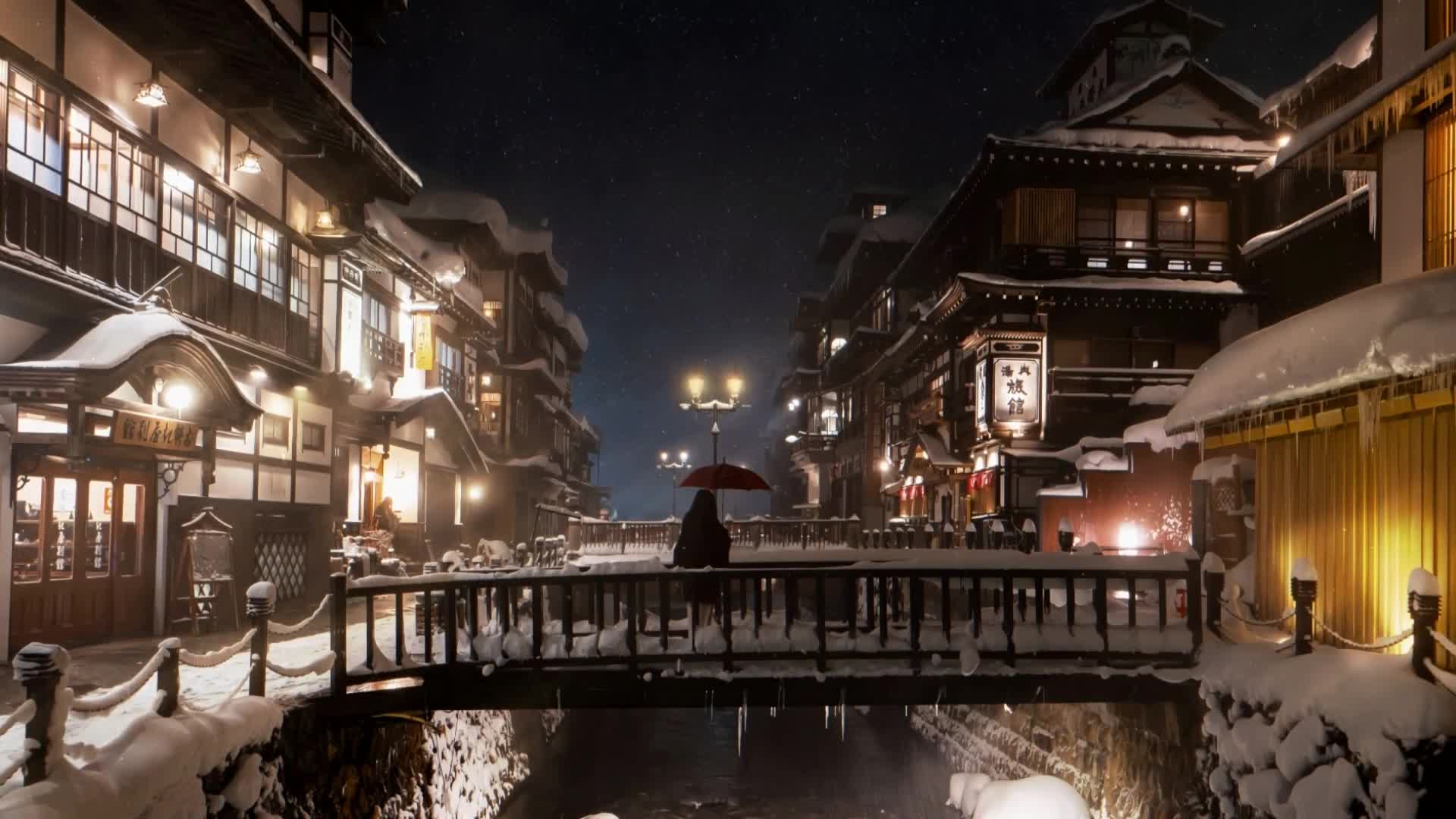 Alone on a Bridge at Night Live Wallpaper