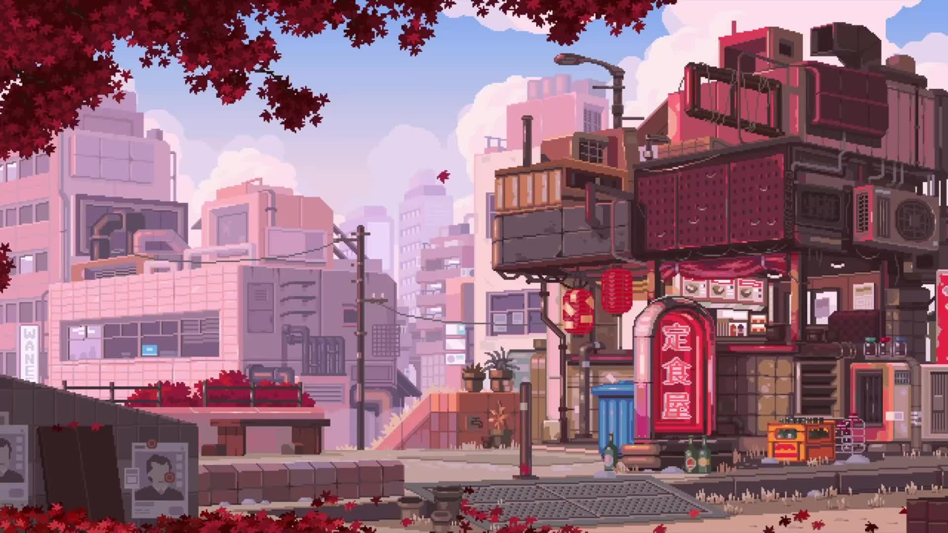 Japan Street, Fall, Cartoon City Live Wallpaper