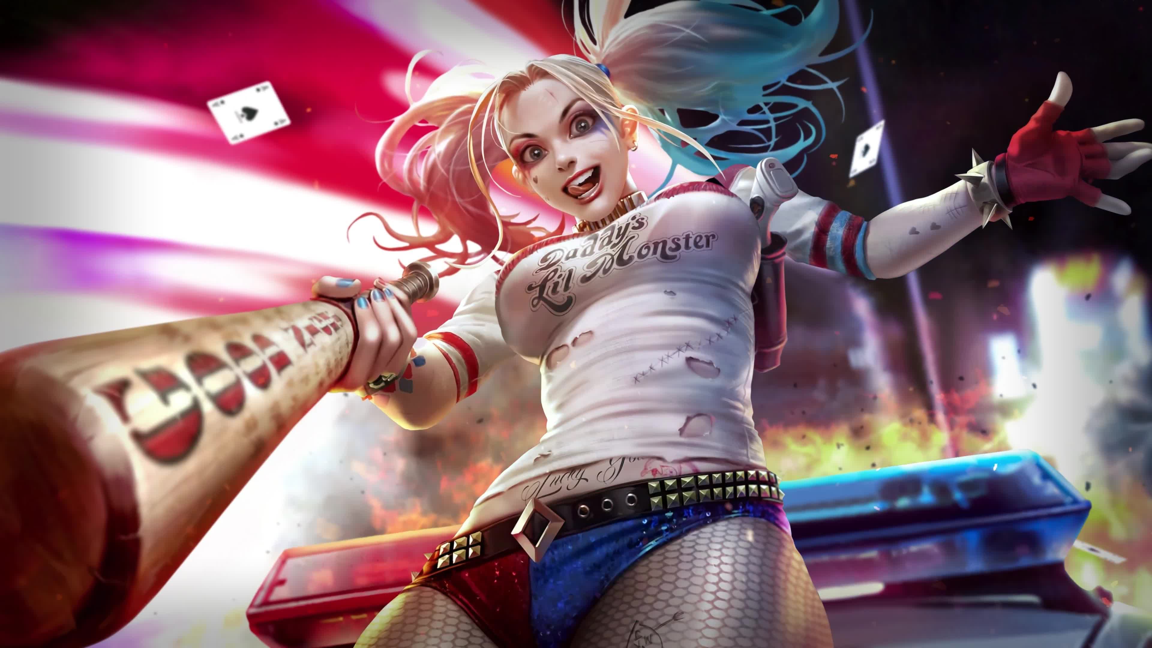 Harley Quinn with the baseball bat, Batman Arkham Knight 4K Live ...