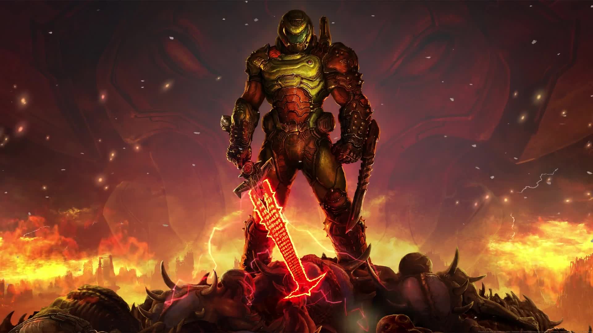 Doom Eternal Doom Slayer with Crucible Blade Energy Sword Live ...