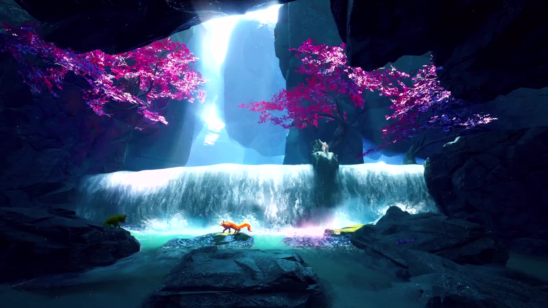 Fox Crossing Waterfall Live Wallpaper