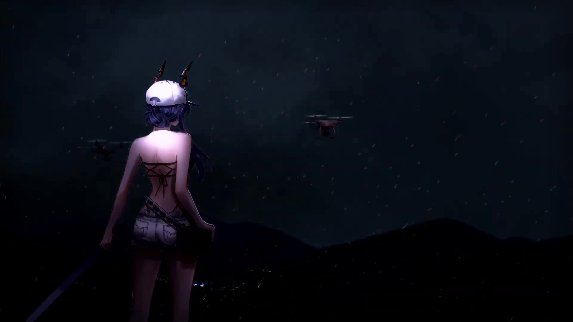 Thunderstorm Lightning Girl Playing with Drones Live Wallpaper
