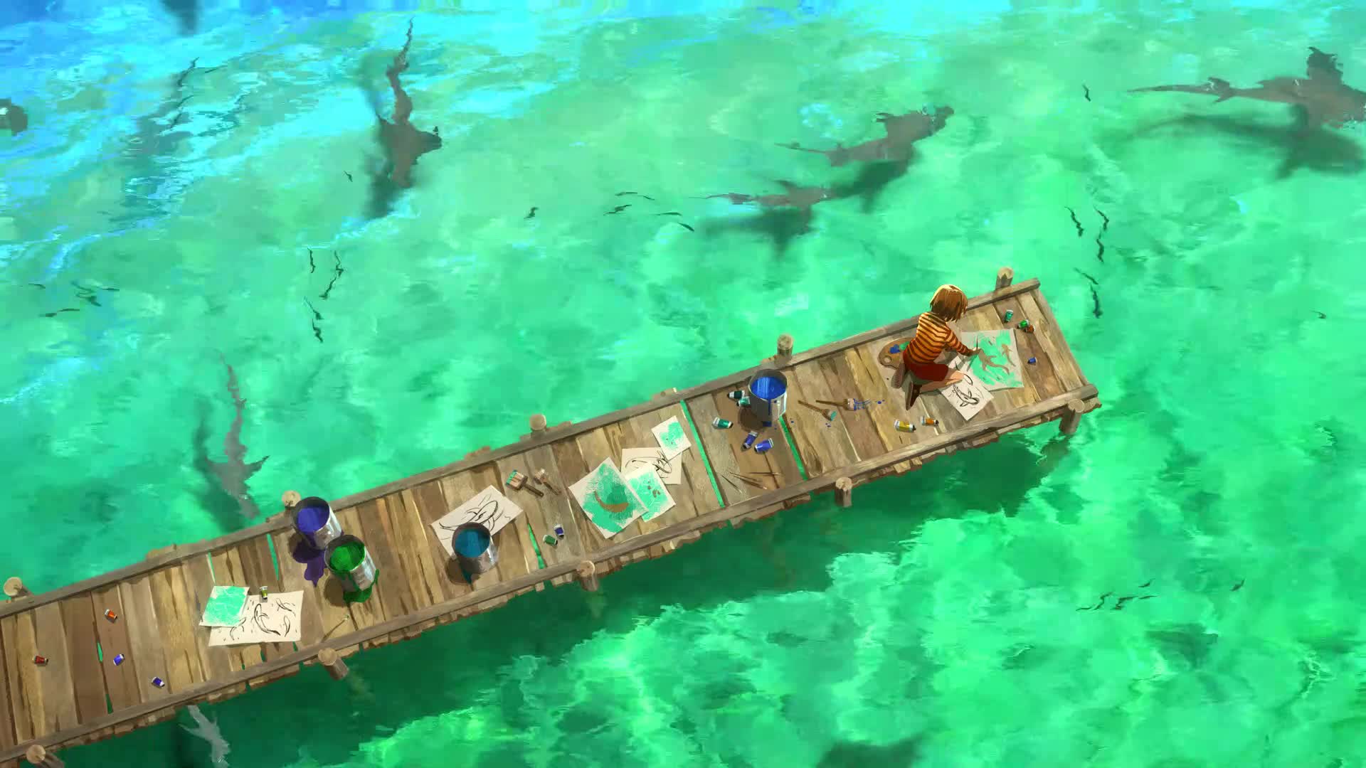 A Child Draws Sharks 画鲨鱼 Live Wallpaper