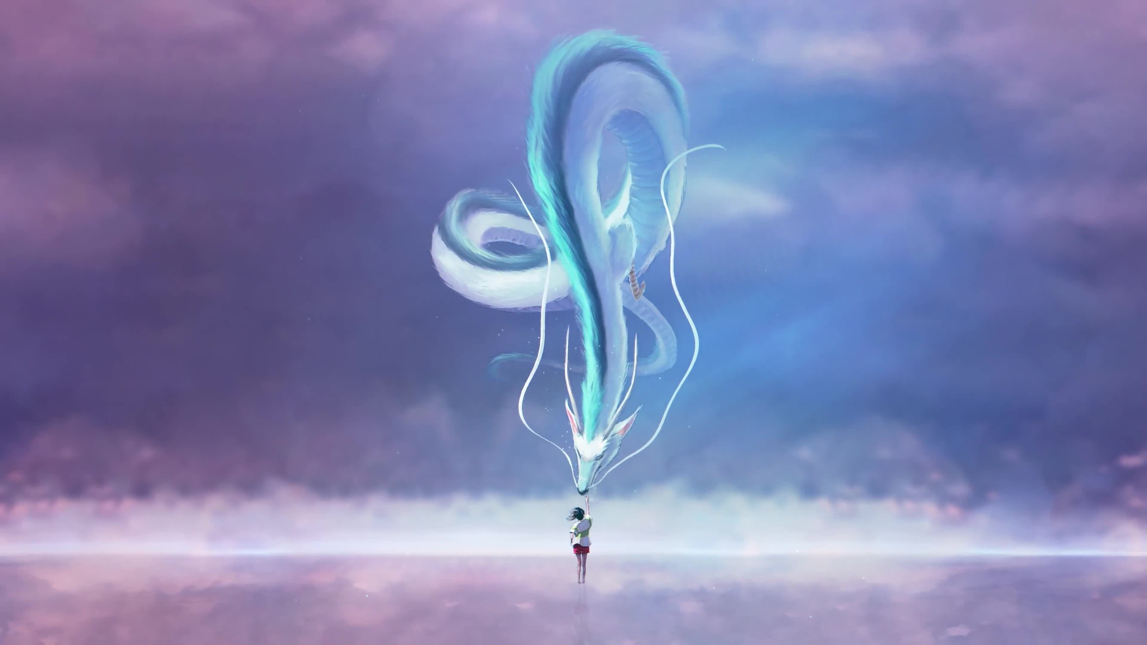 Cute Girl and White Dragon 4K Quality Live Wallpaper