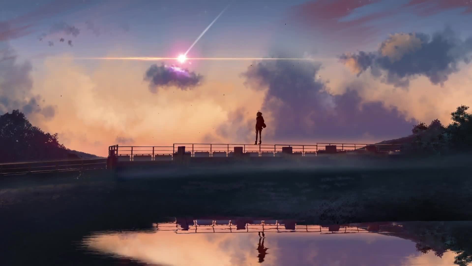 Falling Star and a Girl Live Wallpaper