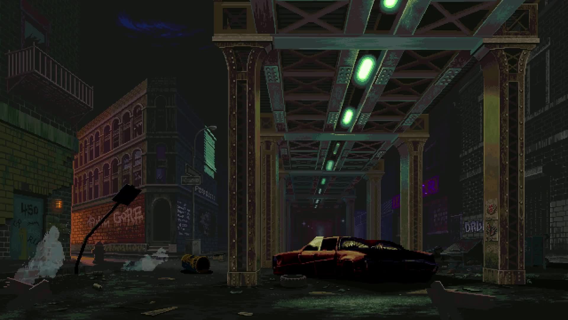 Garou Mark Of The Wolves, Bad City at Night, Pixel Live Wallpaper