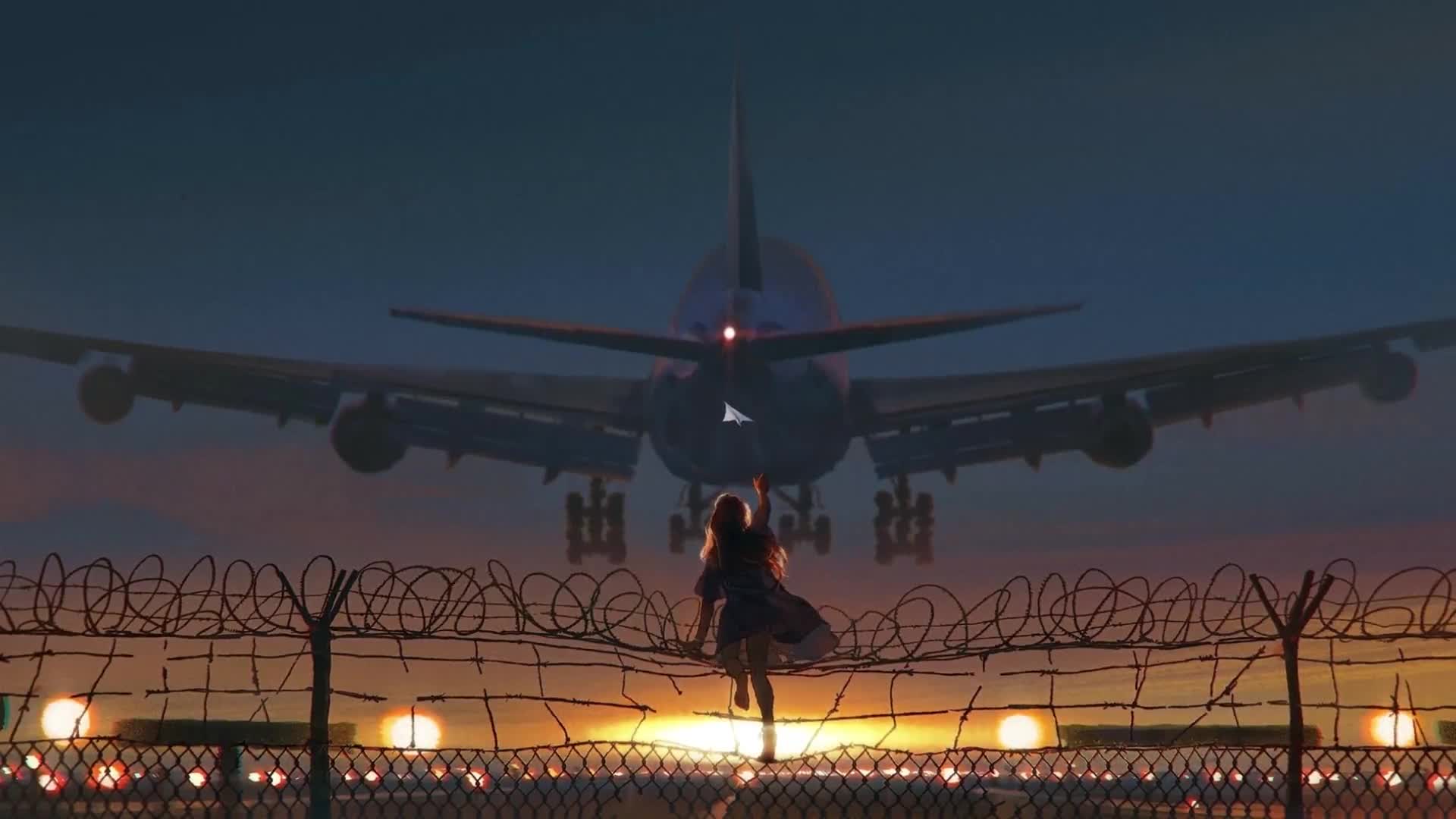 Girl Seeing off the Planes Live Wallpaper