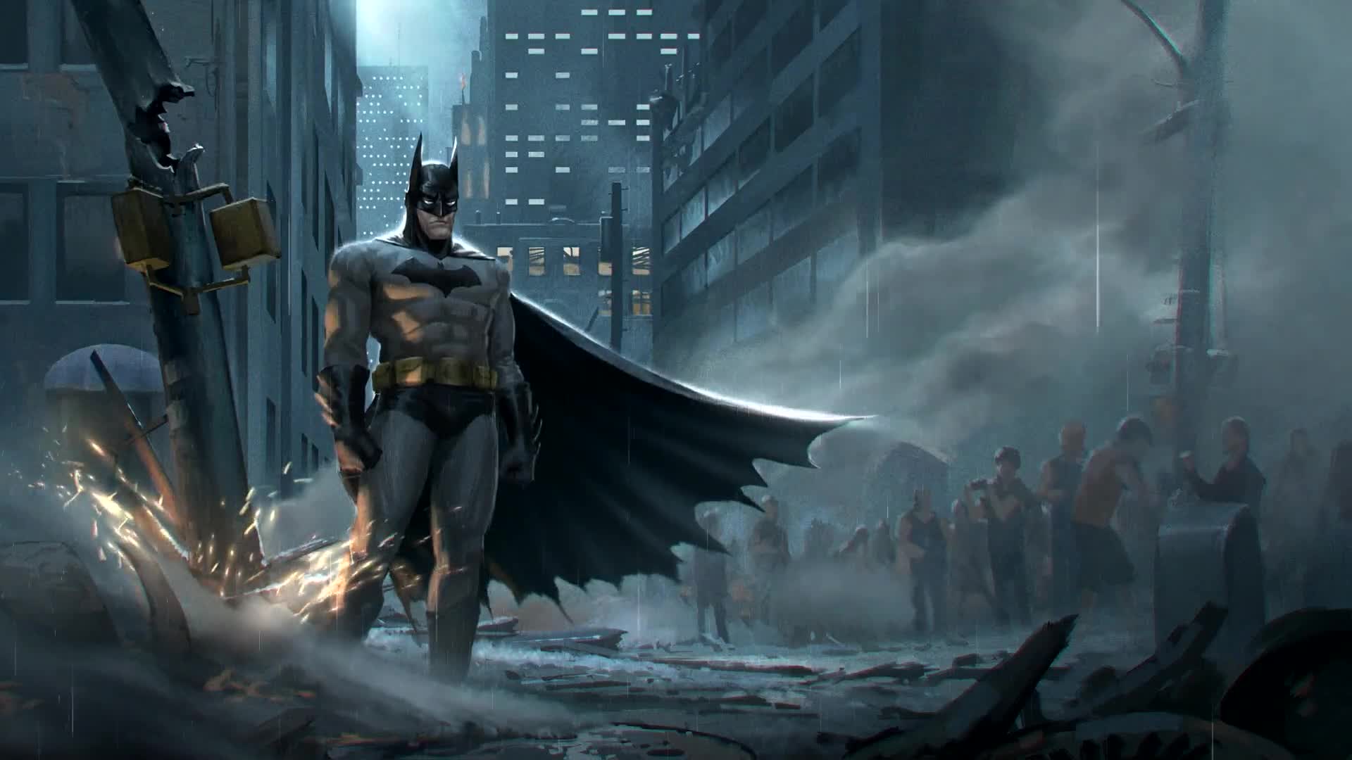 Superhero  Batman Saves The Day, City, Smoke Live Wallpaper
