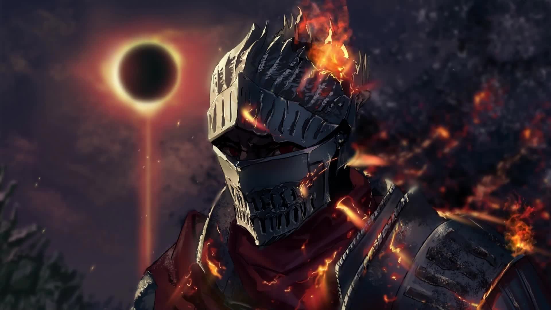 Knight Flames Dark Souls Game Artwork Live Wallpaper