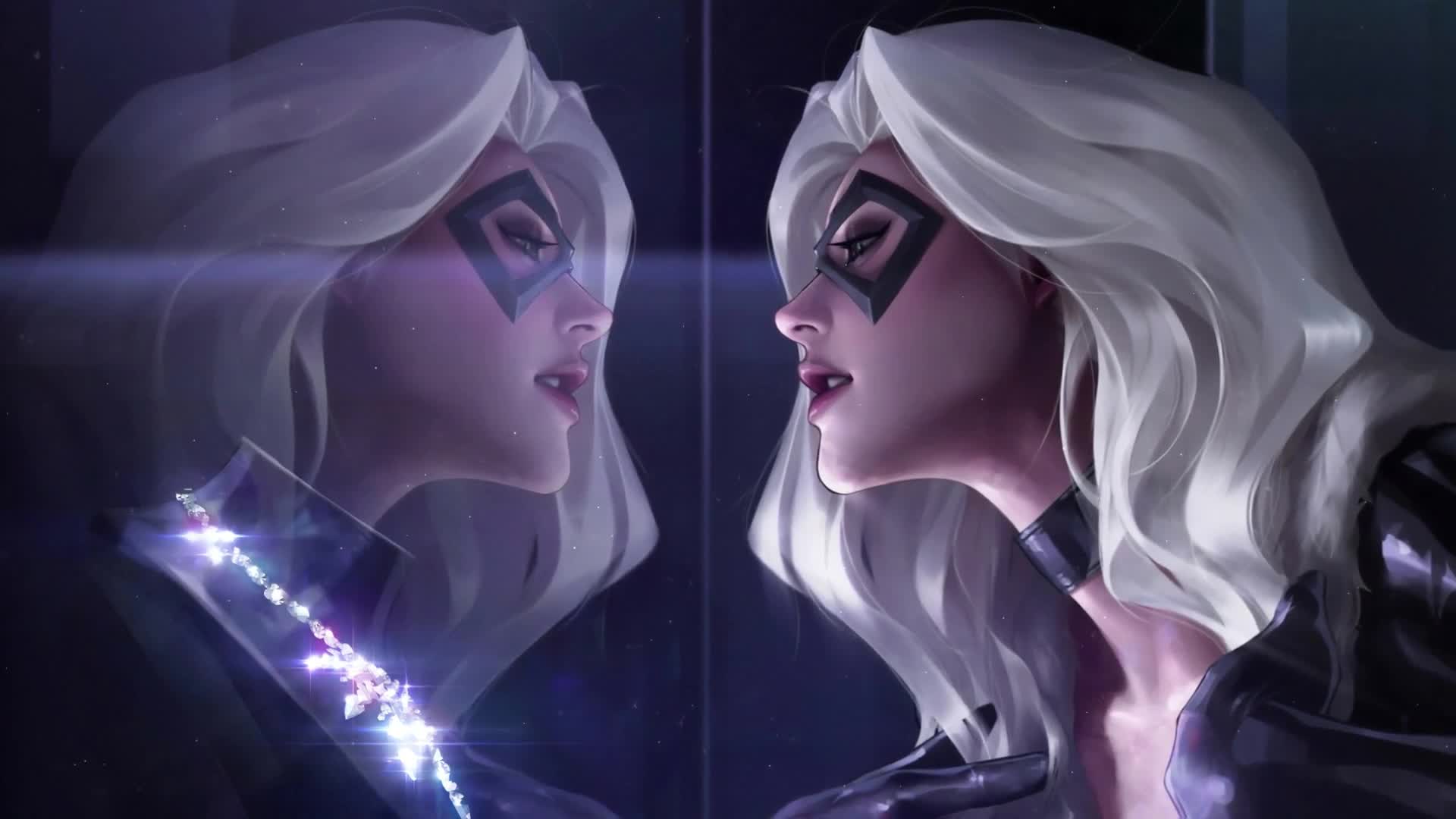 Catwoman Selina Kyle Admiring the Necklace Live Wallpaper