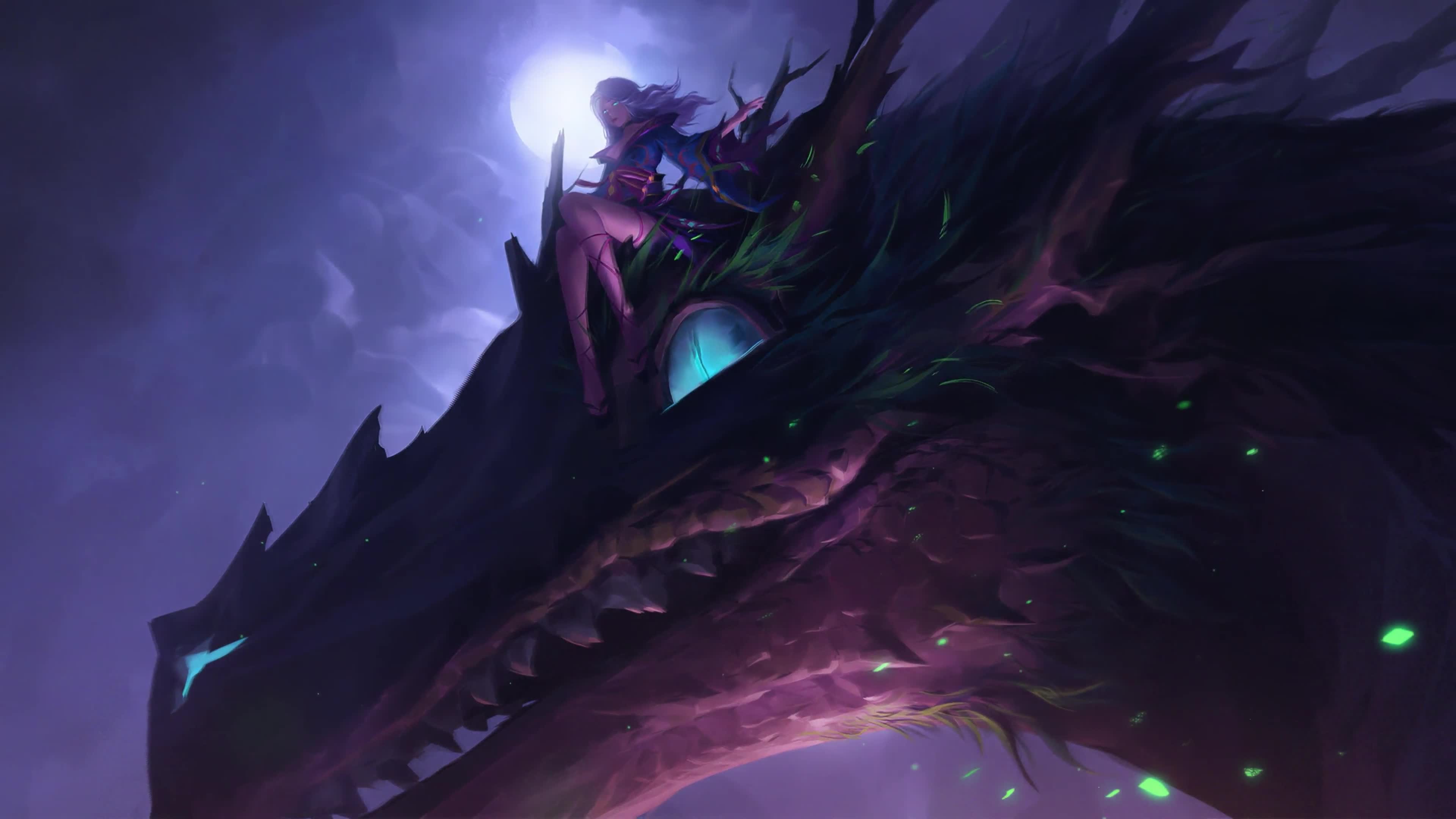 Dragon Rider, Lady, Fantasy World 4K Live Wallpaper