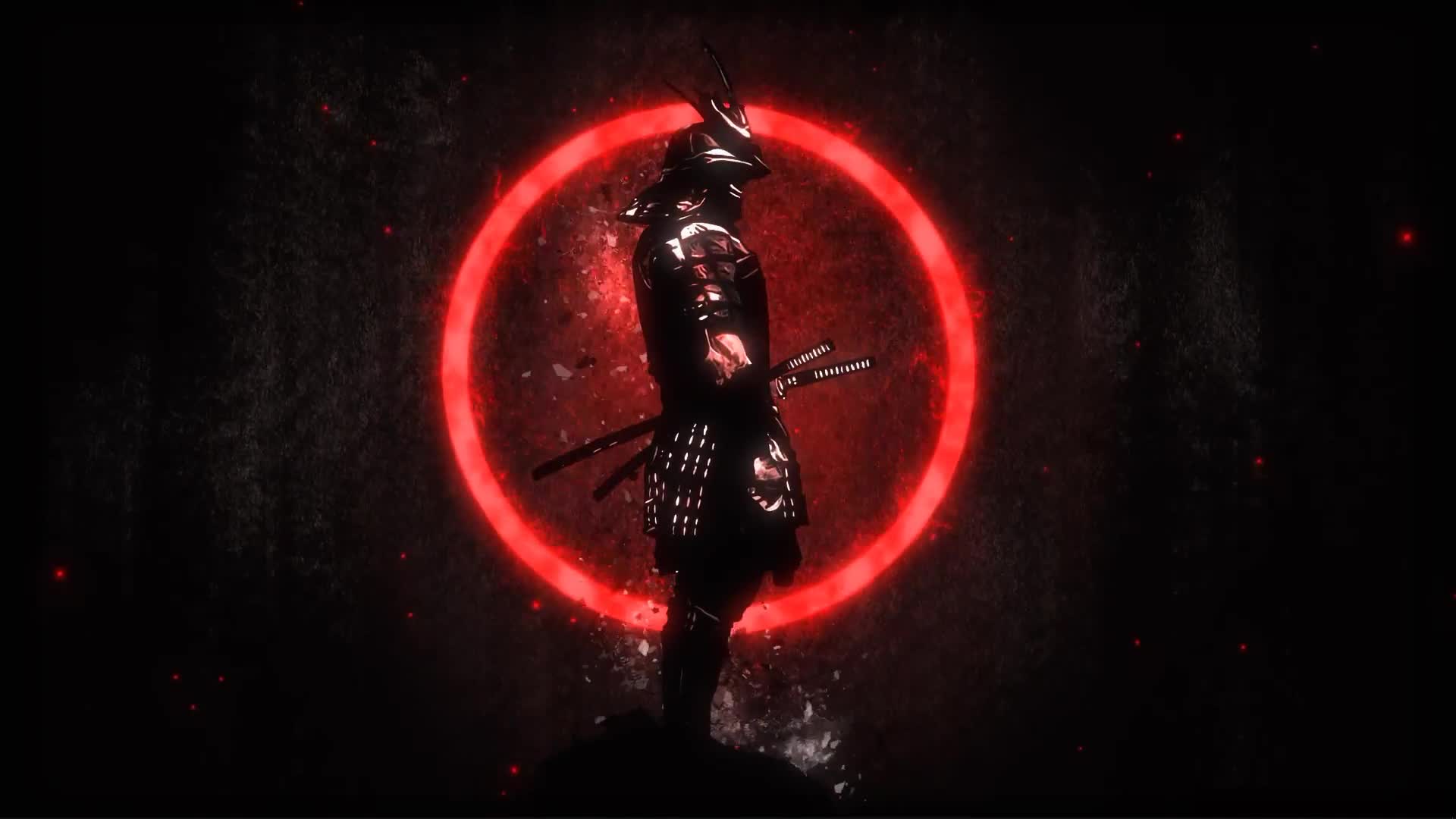 Samurai 侍 in Neon Red Circle Live Wallpaper