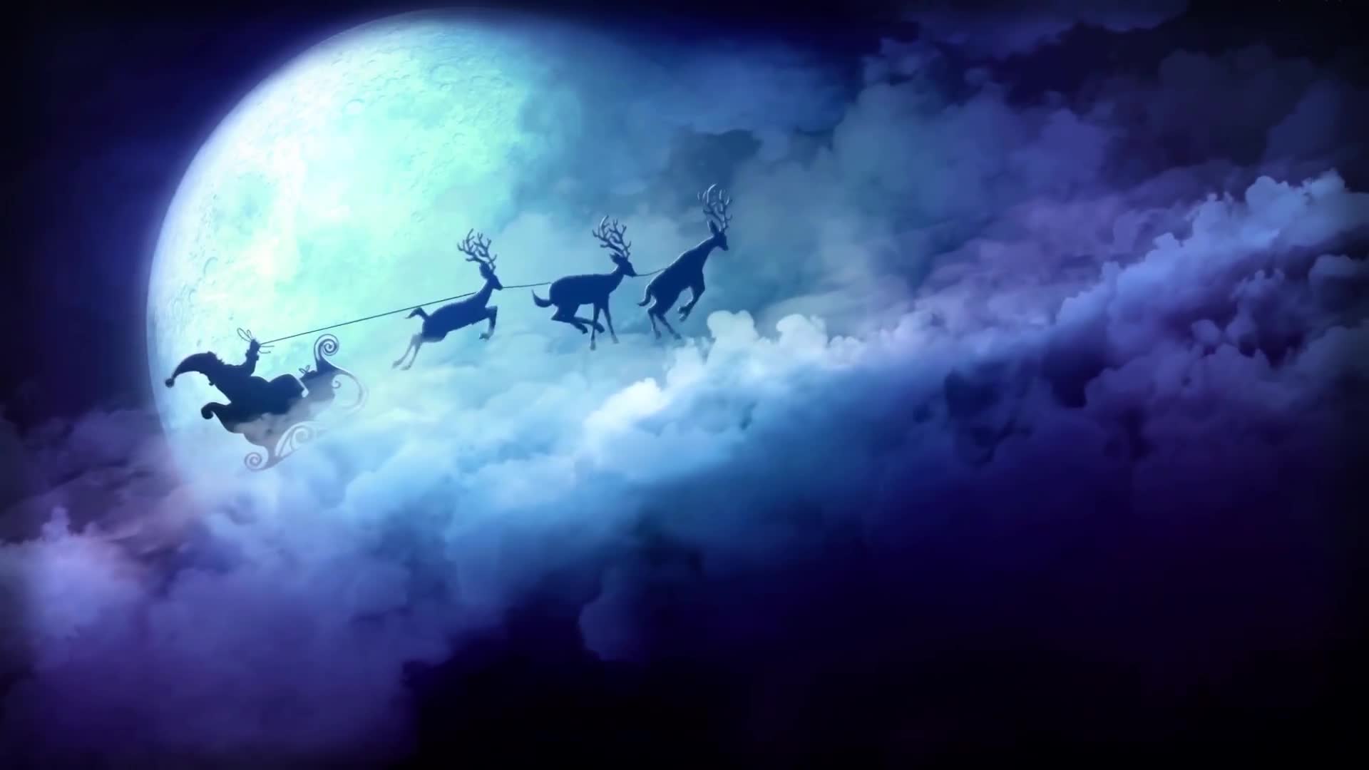 Santa Clouds Reindeer Sledding Christma Live Wallpaper