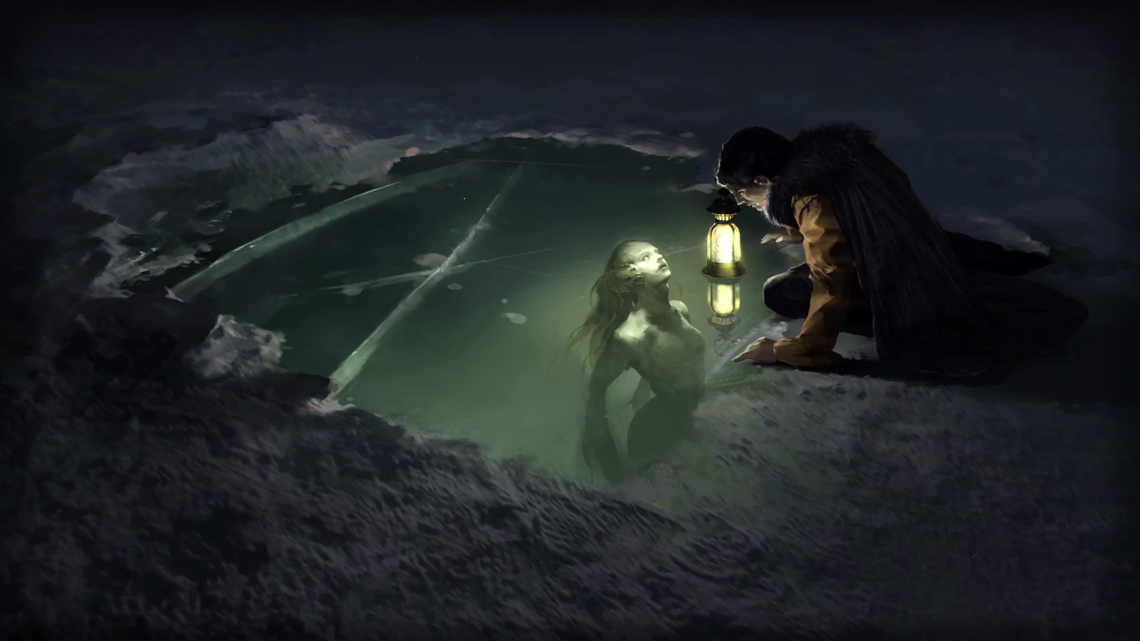Mermaid in the Ice Hole, Fantasy World Live Wallpaper