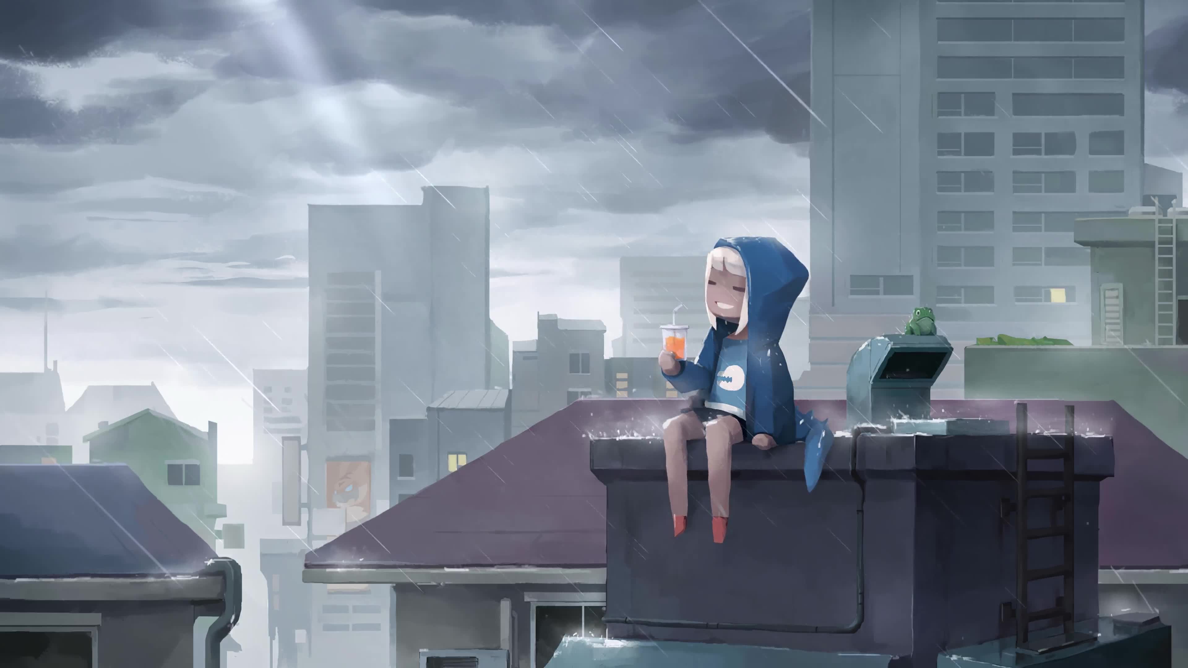 I Dont Care Anymore, Girl on the Roof of the House 4K Live Wallpaper