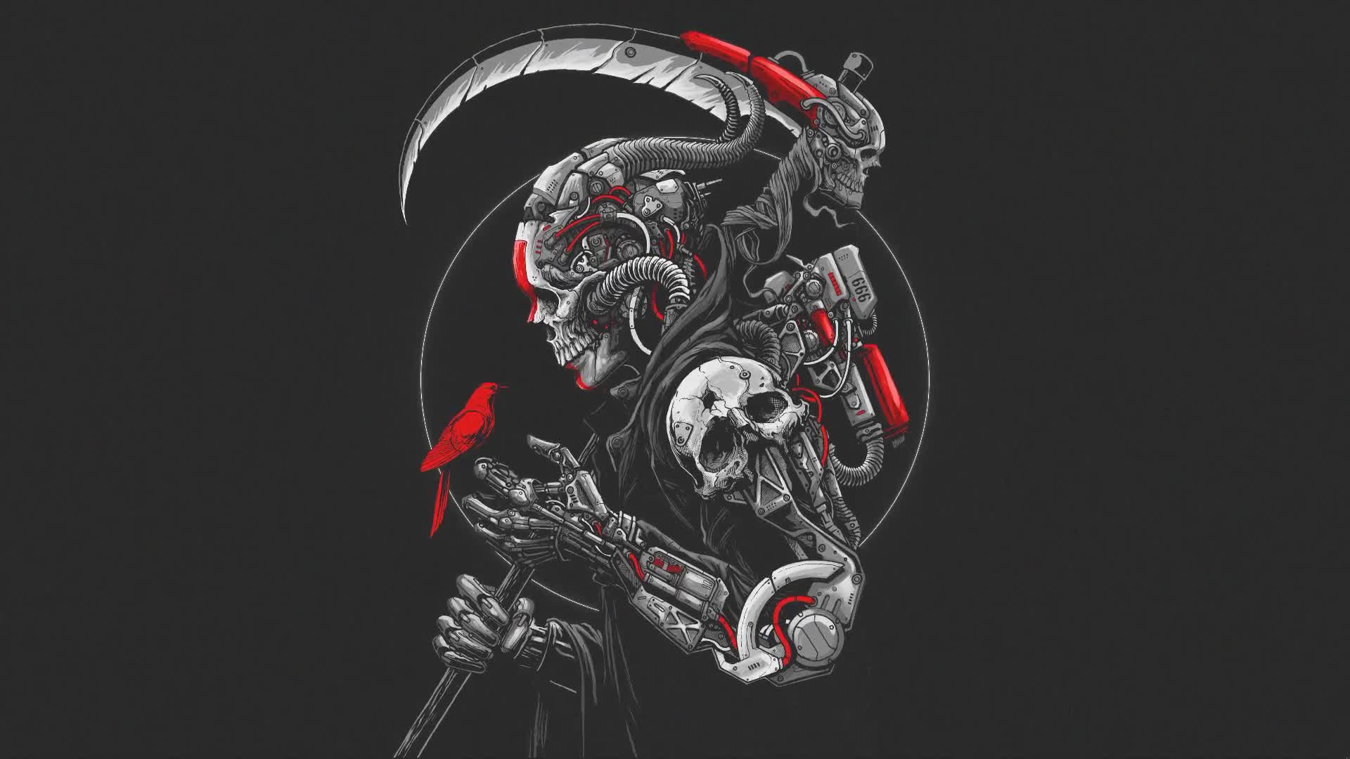 Death Machine Cyborg with Scythe Artwork by Sony Wicaksana Live Wallpaper