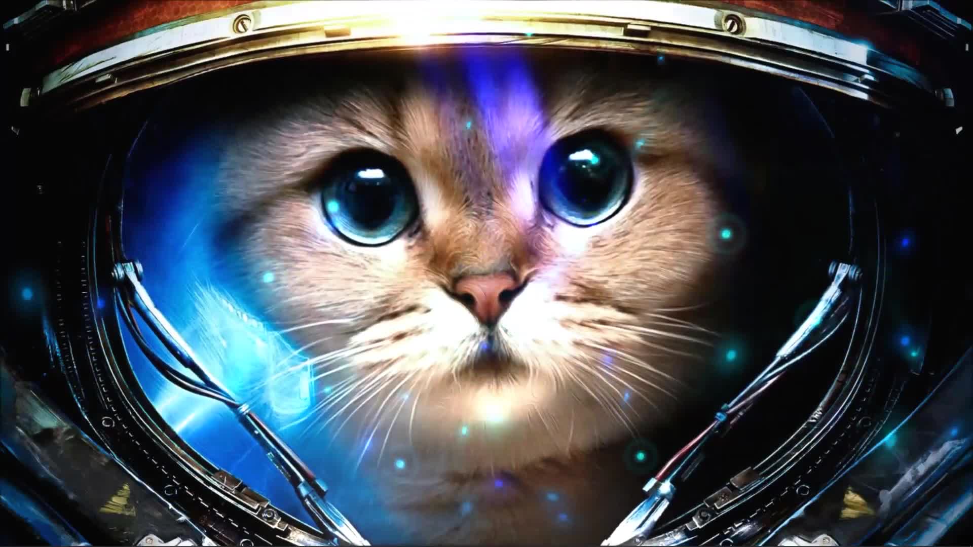 Cute Space Cat Astronaut Live Wallpaper