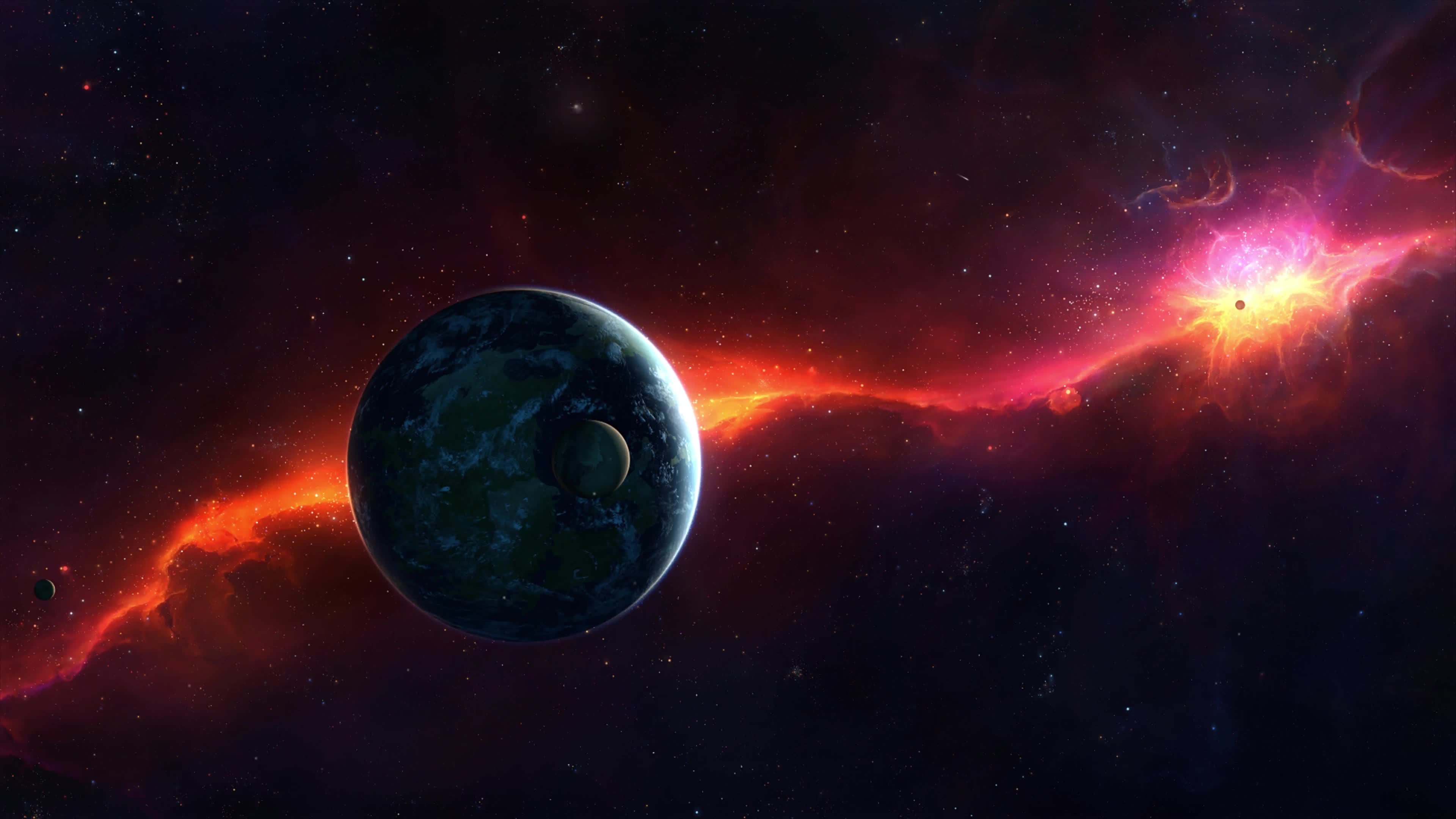 Planets and Galaxy, Space, Stars 4K Live Wallpaper