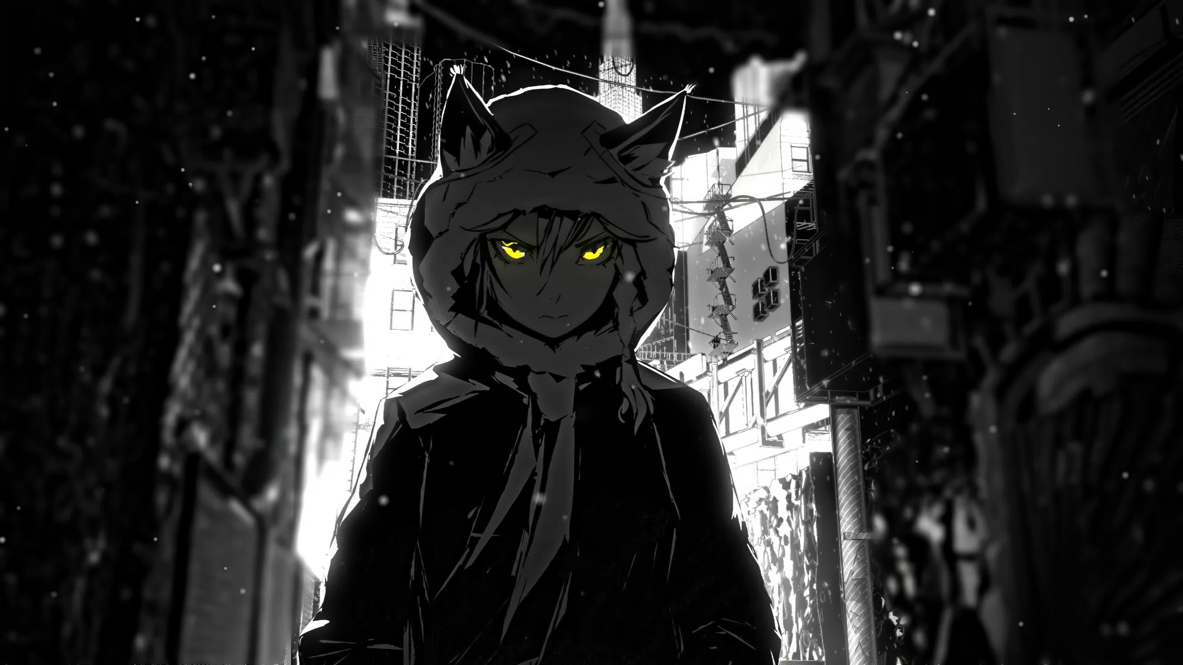 Hoodie Anime Boy In The Snow 4K Live Wallpaper