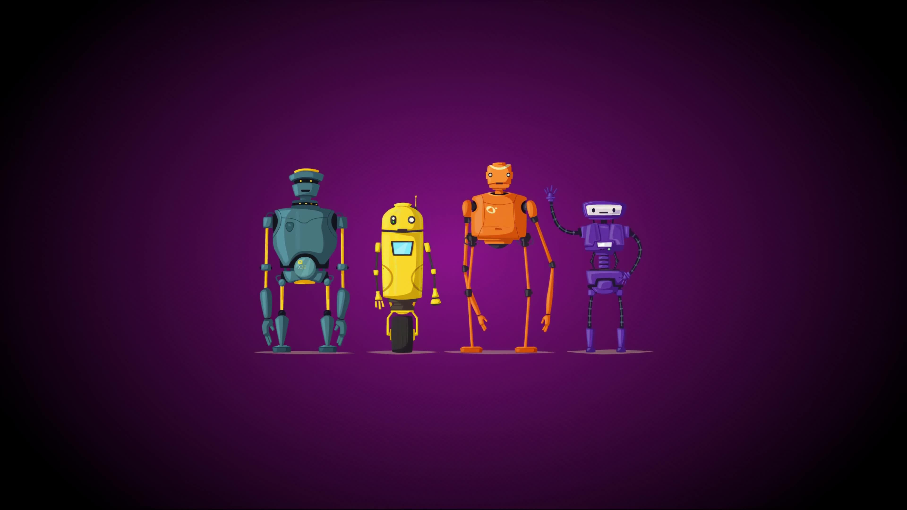 Funny Happy Robots, Minimalism 4K Live Wallpaper