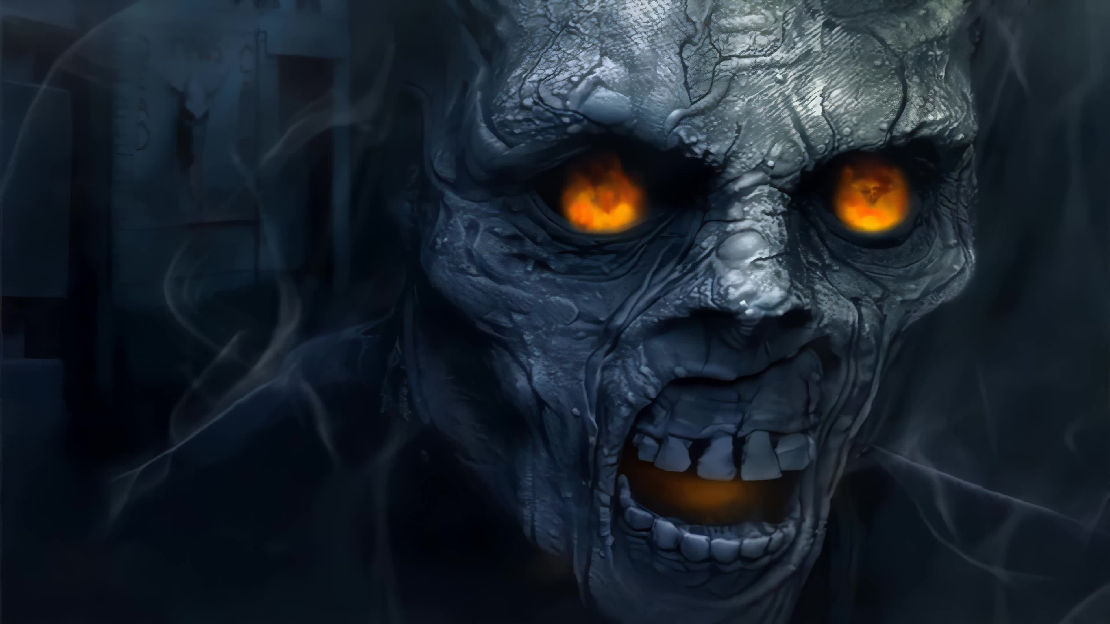 Terrible Nightmares Demon Face 4K Live Wallpaper