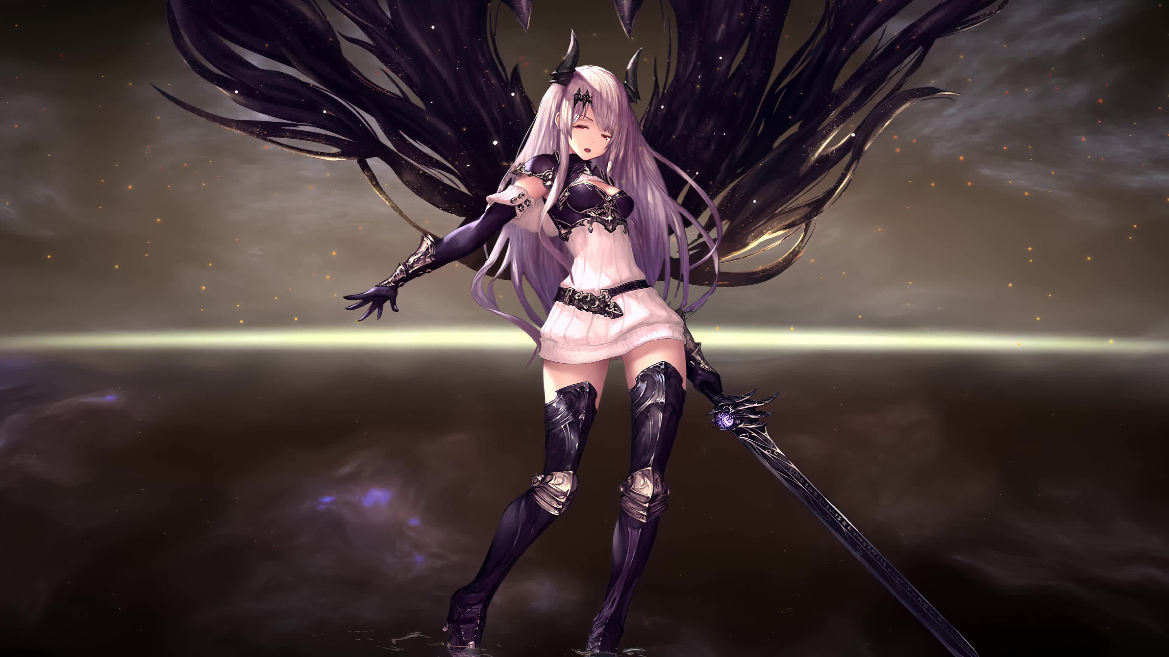 Arisa with Black Wings Shadowverse 4K Live Wallpaper