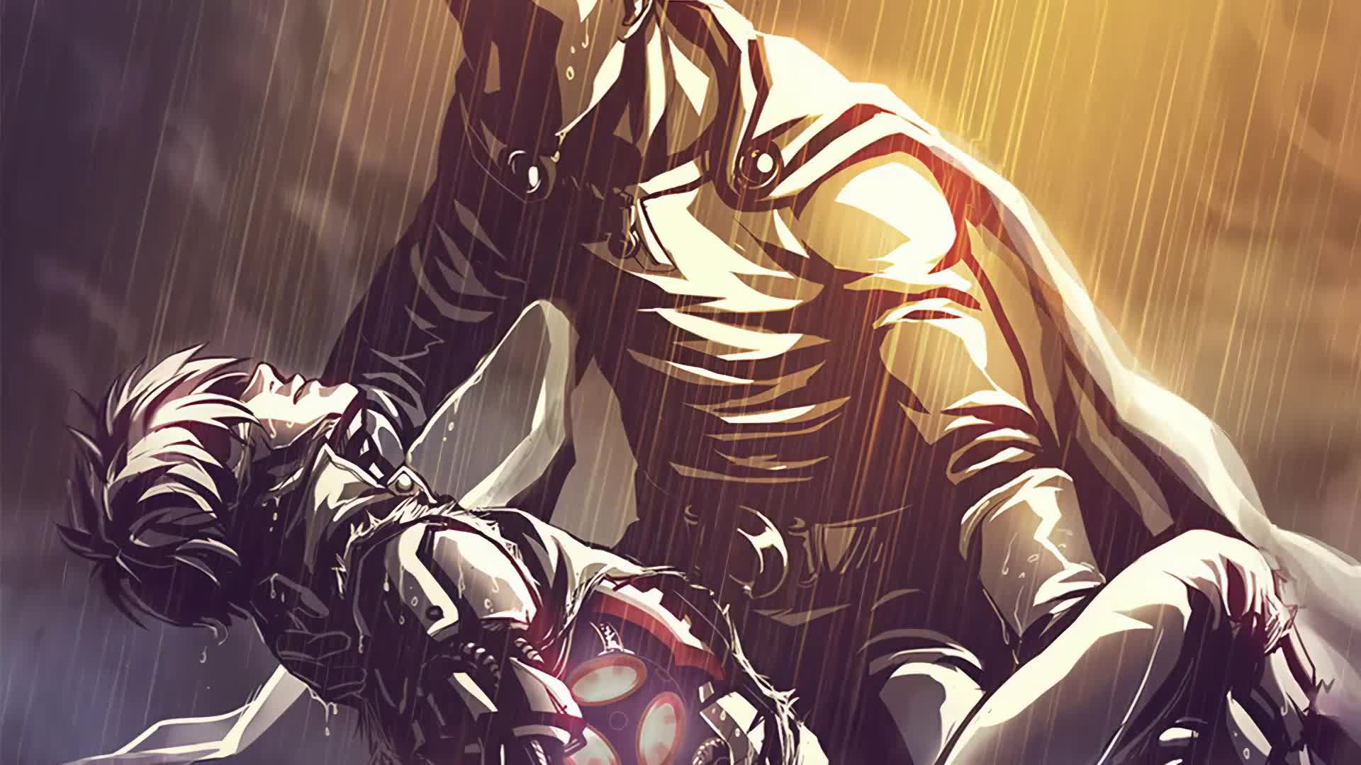 Saitama and Genos In The Rain One Punch Man Live Wallpaper