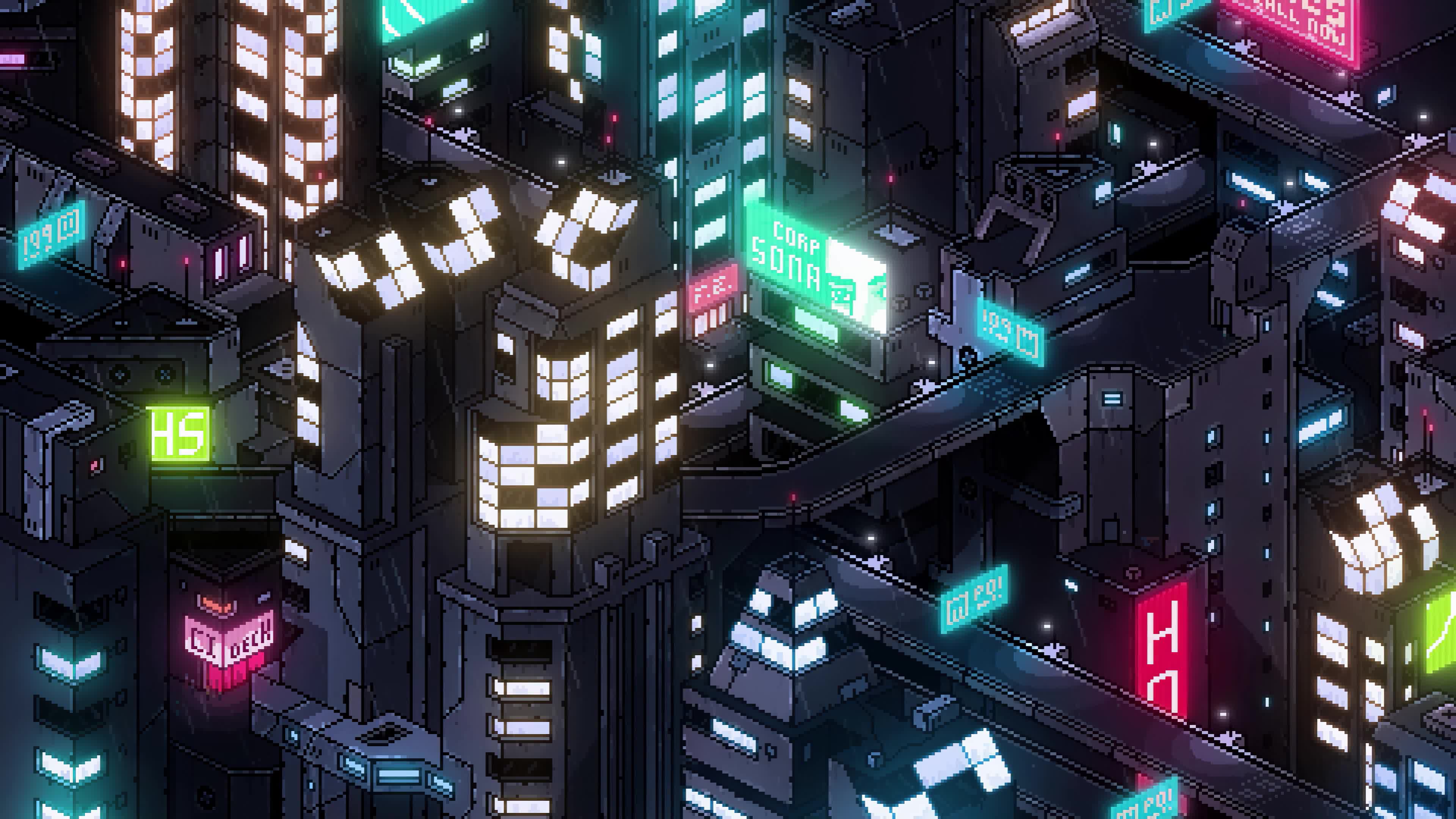Pixel Cyberpunk Night City 4K Live Wallpaper