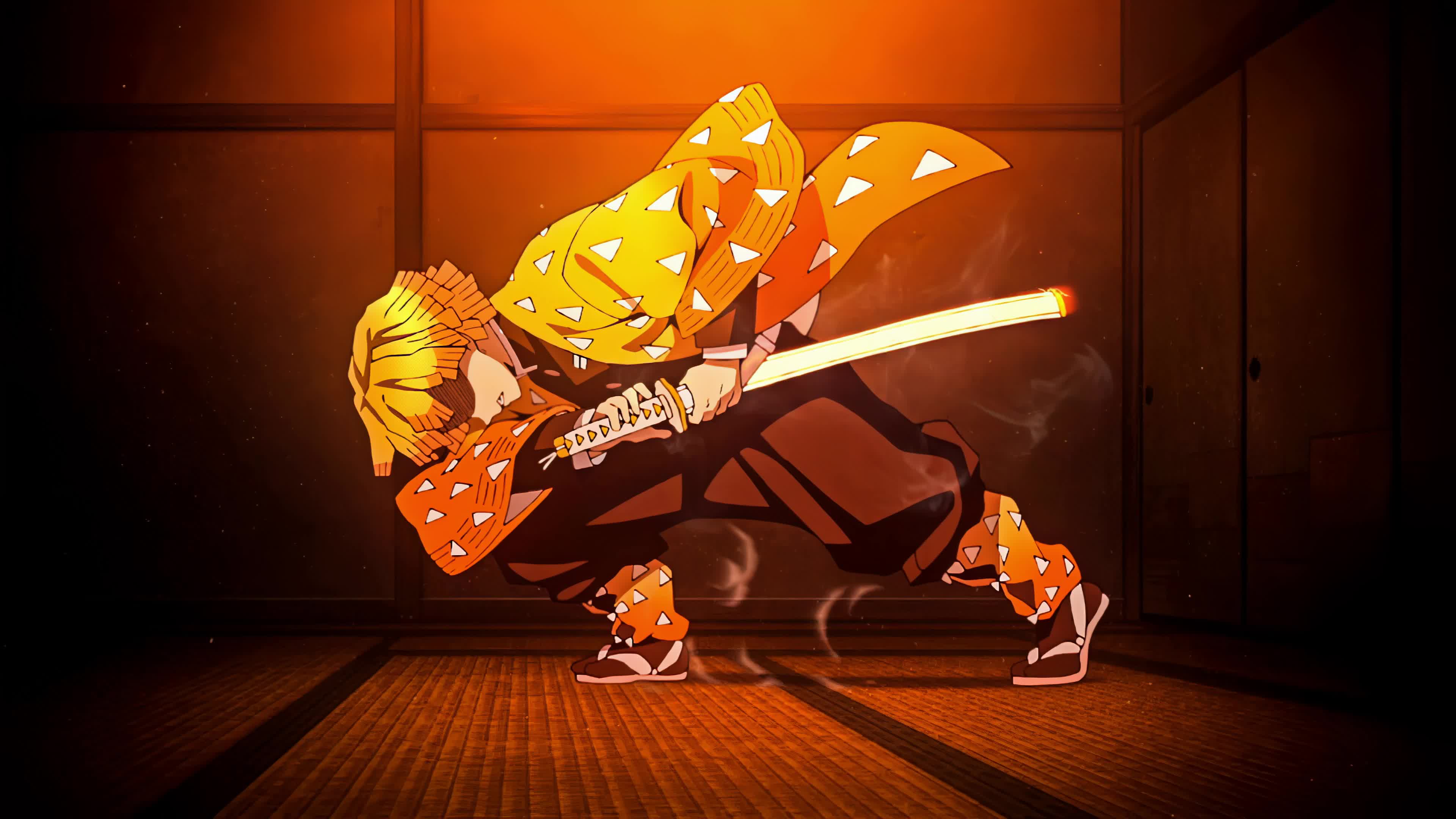 Sleeping Zenitsu Katana attack Kimetsu No Yaiba 4K Live Wallpaper