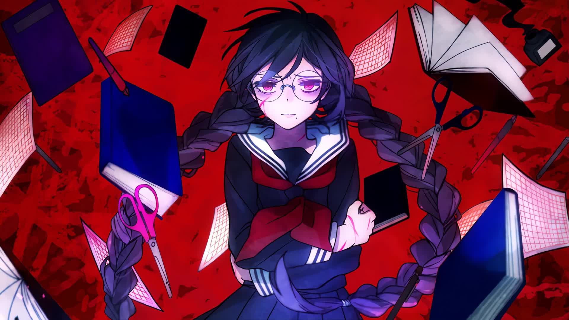 Literary Girl, Touko Fukawa, Books, Danganronpa Live Wallpaper