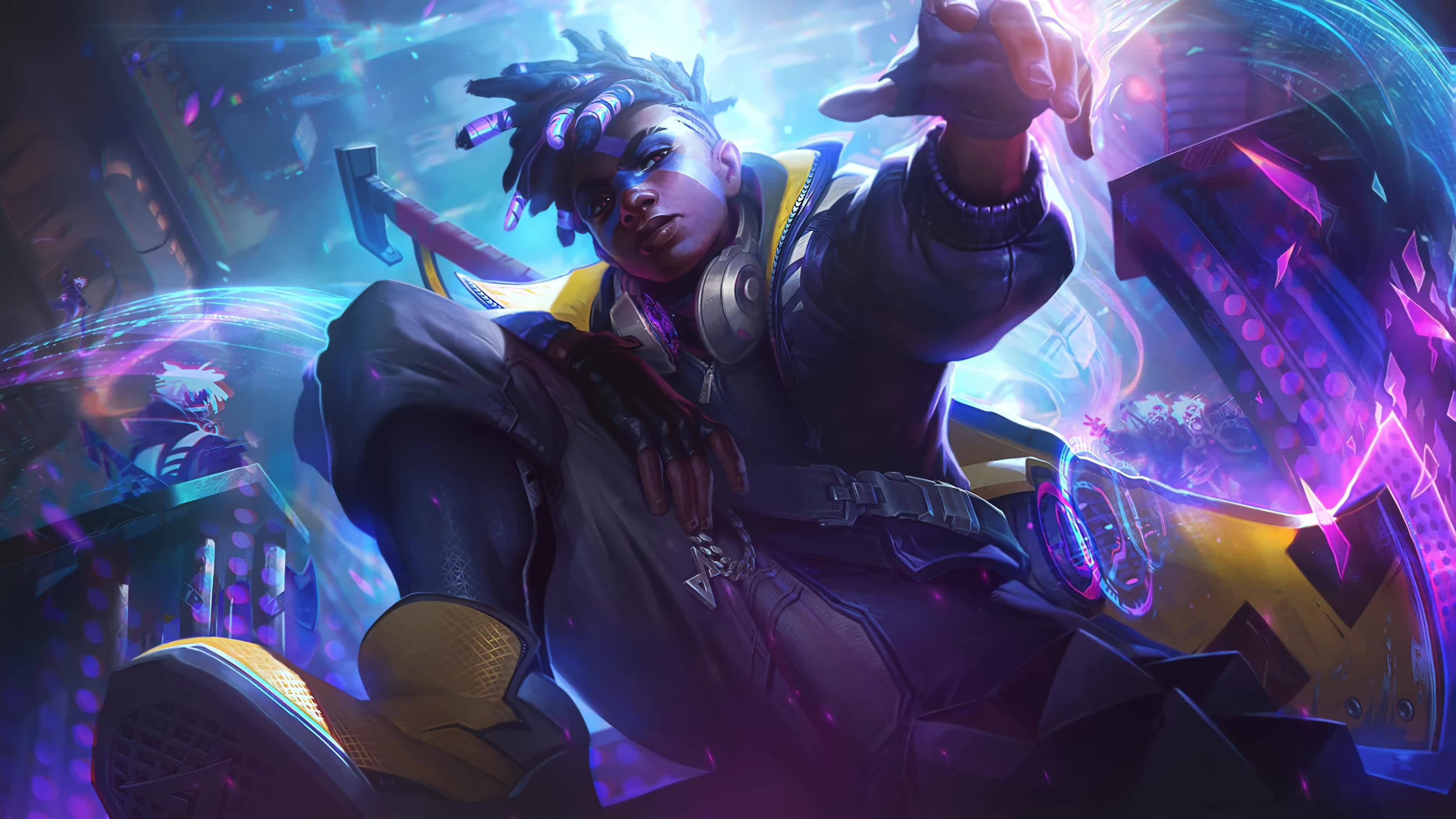True Damage, Ekko, Neon, League Of Legends 4K Live Wallpaper