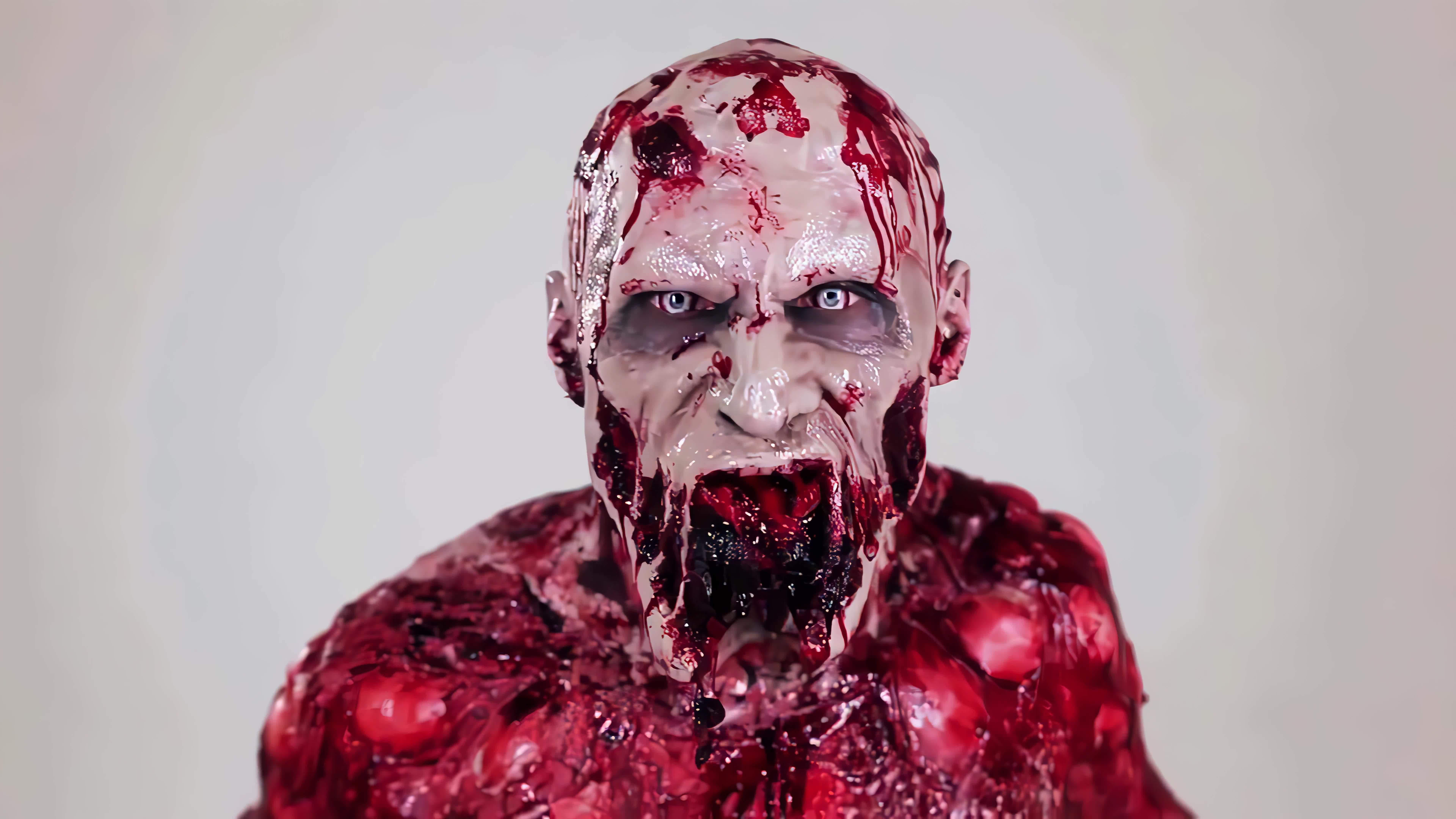 Zombie Blood, Torn Mouth, Horror 8K Live Wallpaper