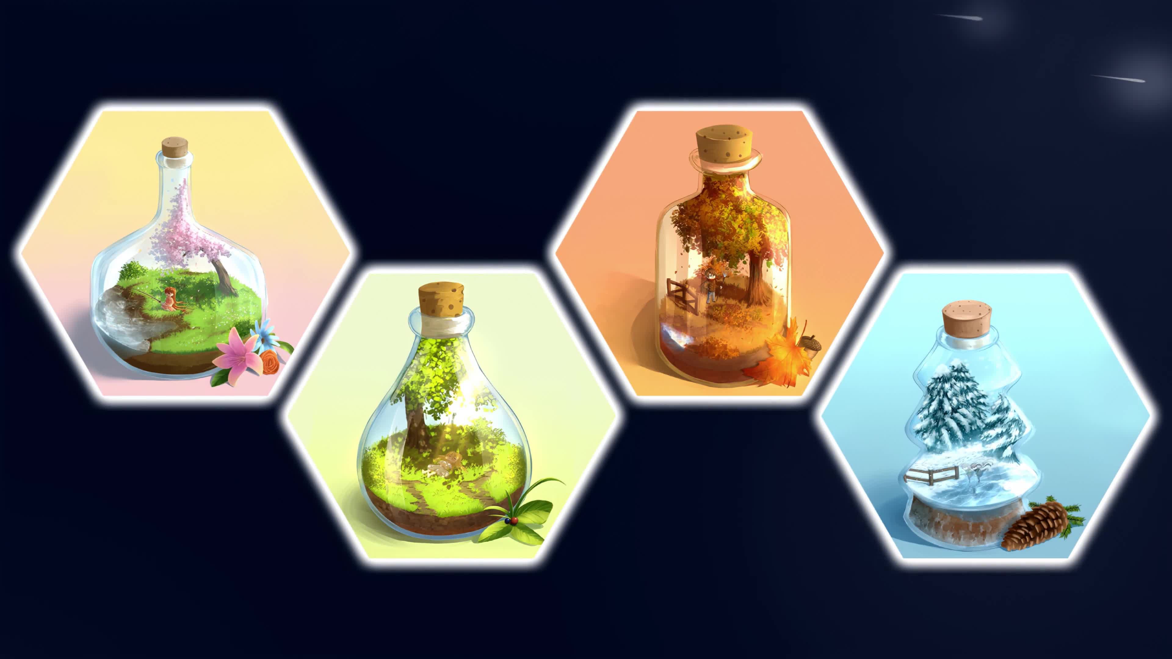 Seasons In Bottle, Fantasy, Abstract 4K Live Wallpaper