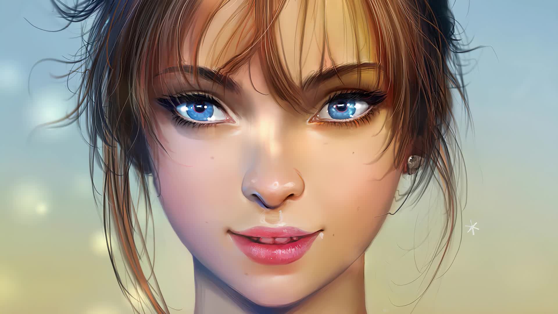 Beautiful Cute Girl with Blue Eyes Live Wallpaper