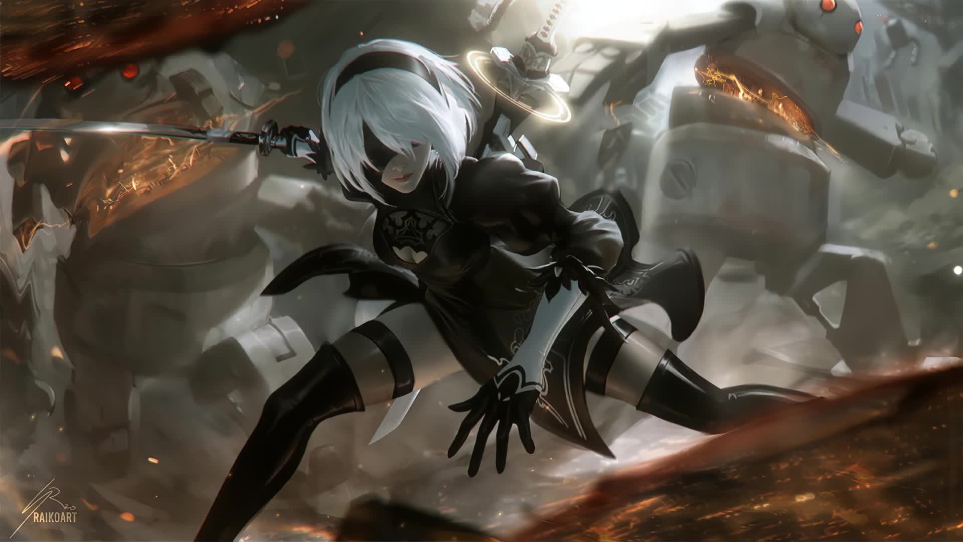 2B vs Machine NieR: Automata Big Katana Live Wallpaper