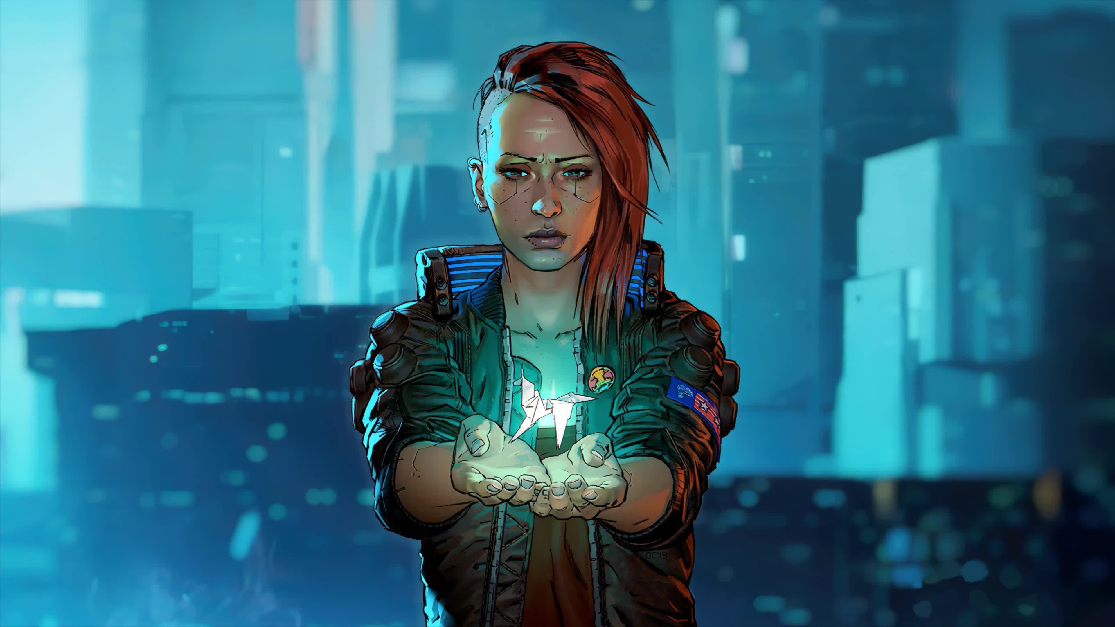 V Female Cyberpunk 2077 (Borderlands style), Science Fiction 4K Live Wallpaper