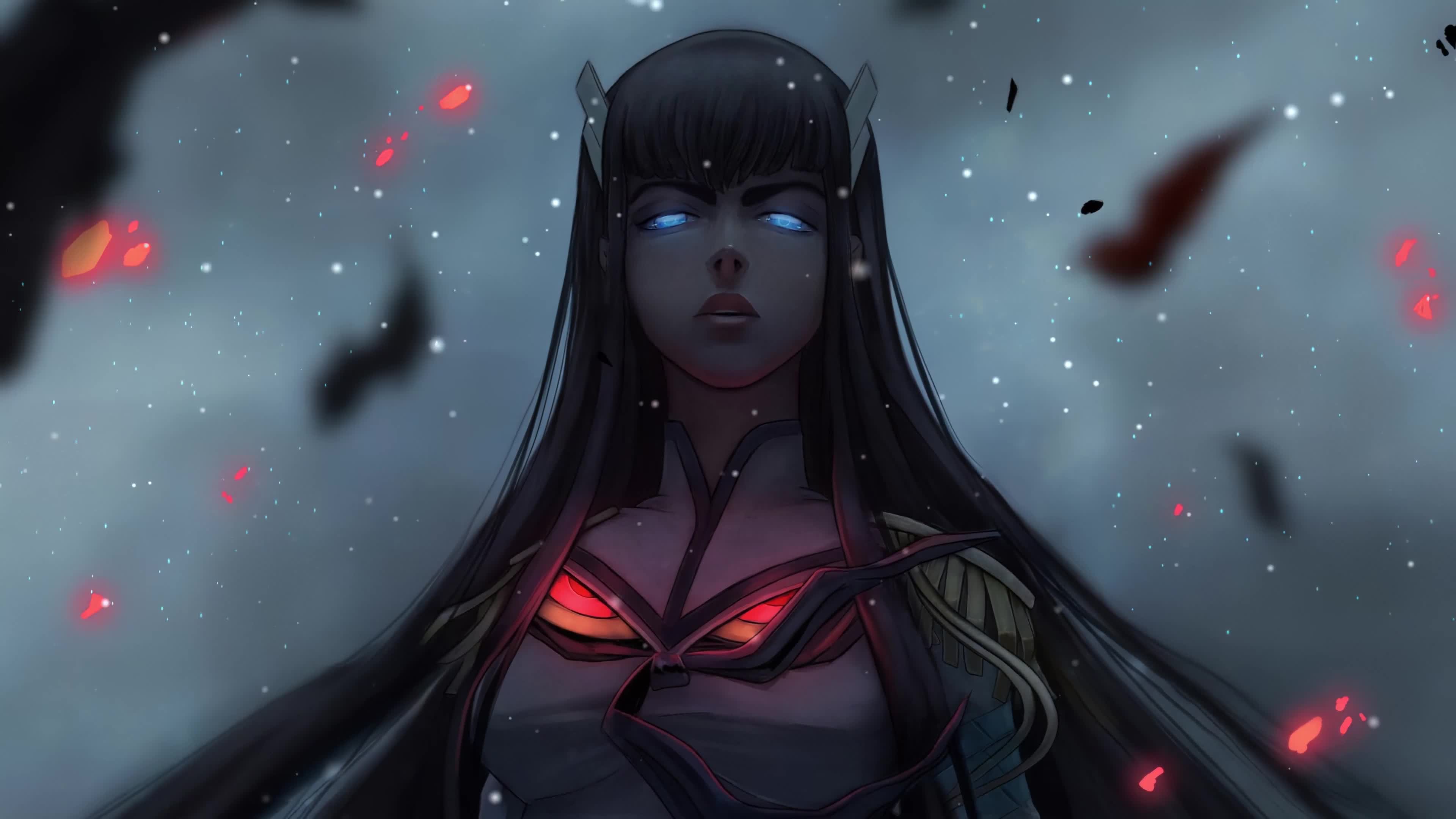 Satsuki Kiryuin, Glowing Eyes, SnowFall, Kill La Kill 4K Live Wallpaper