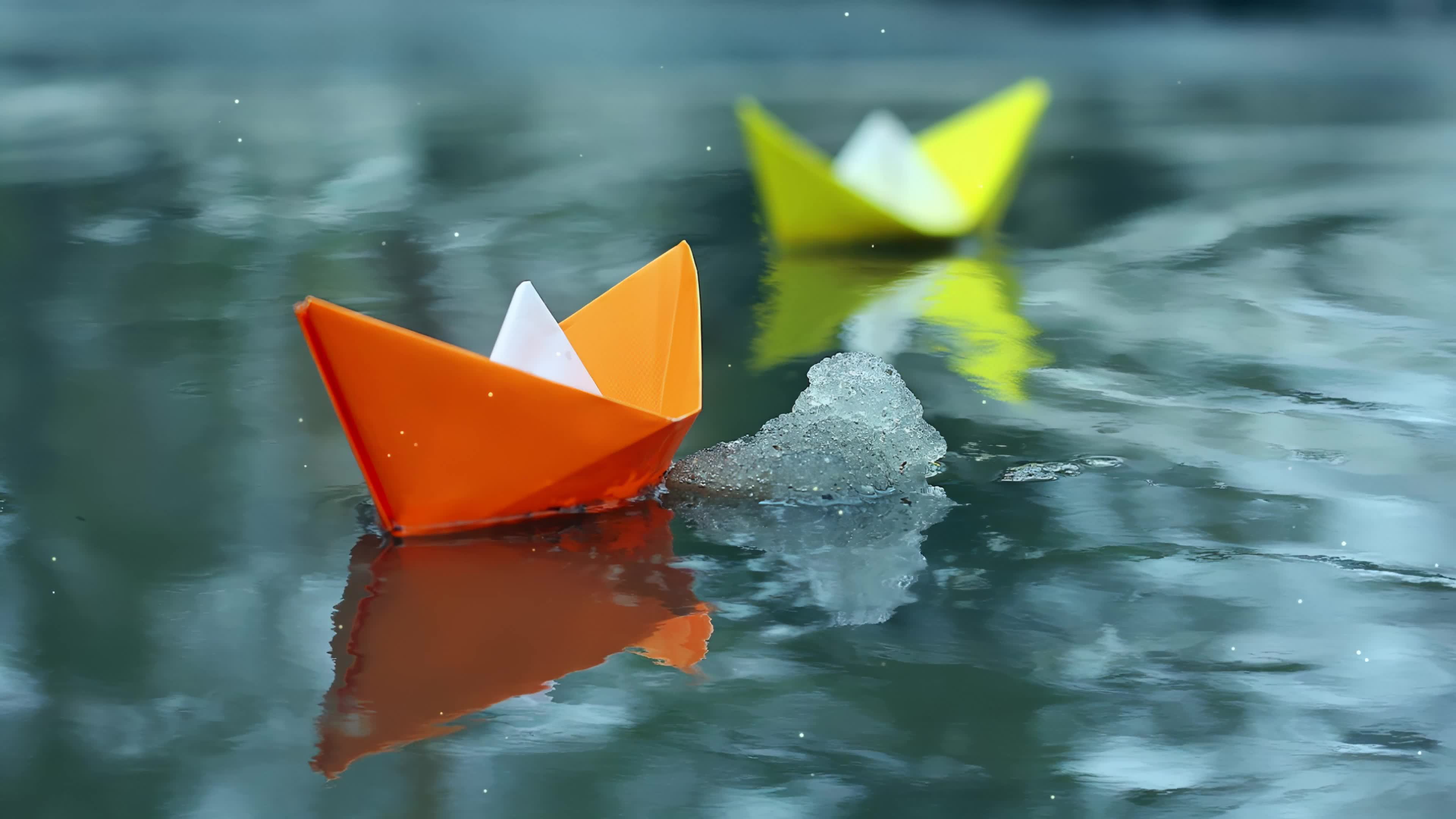 Paper Boats, Water Waves 4K Live Wallpaper