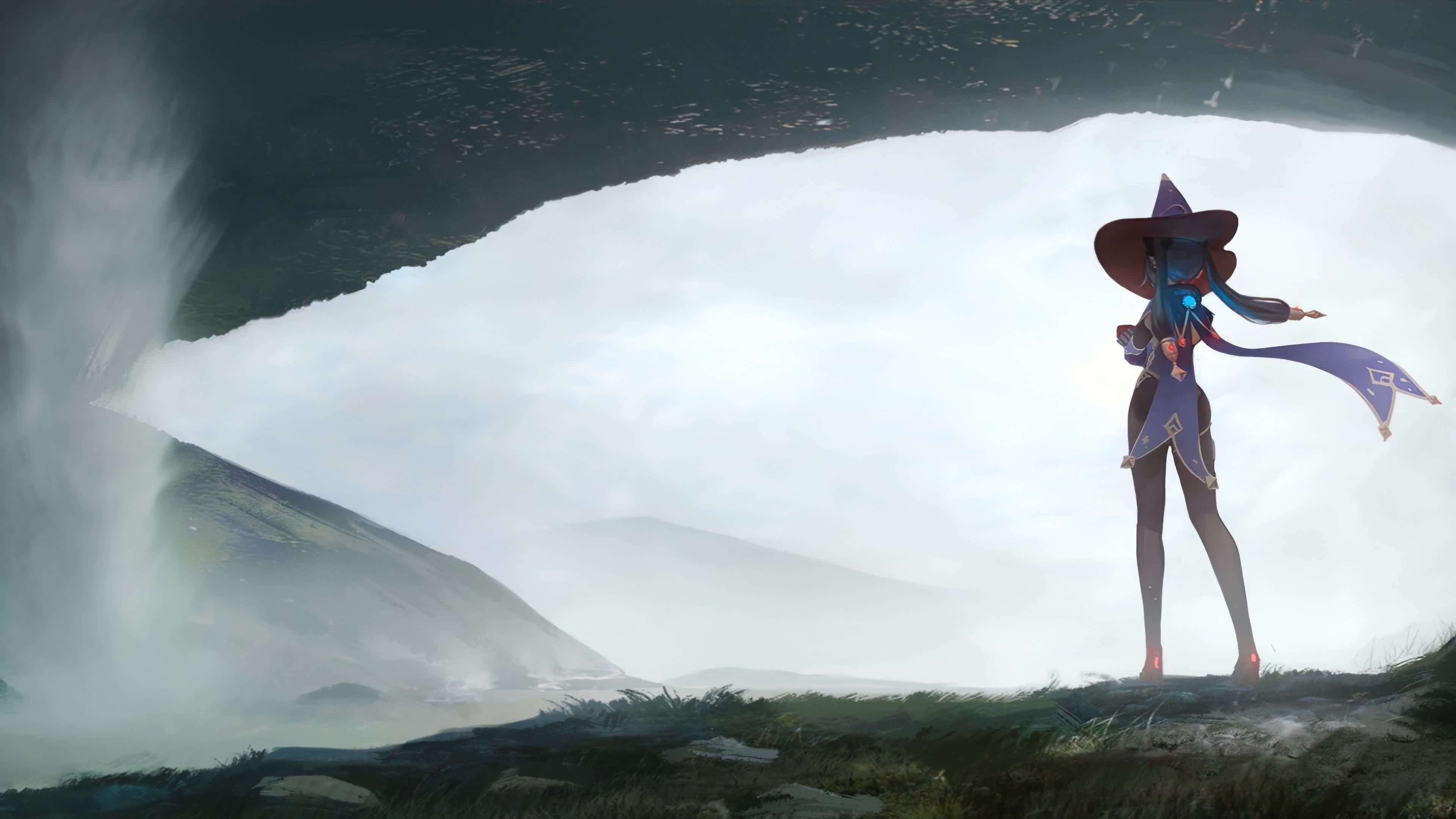 Astrologist Mona Megistus, Witch Hat, Genshin Impact 4K Live Wallpaper